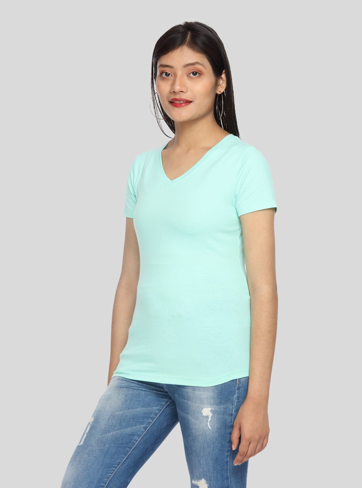 Women’s Turquoise Green V - Neck T-Shirt – Casual Cotton Tee | Boer & Fitch - Boer and Fitch