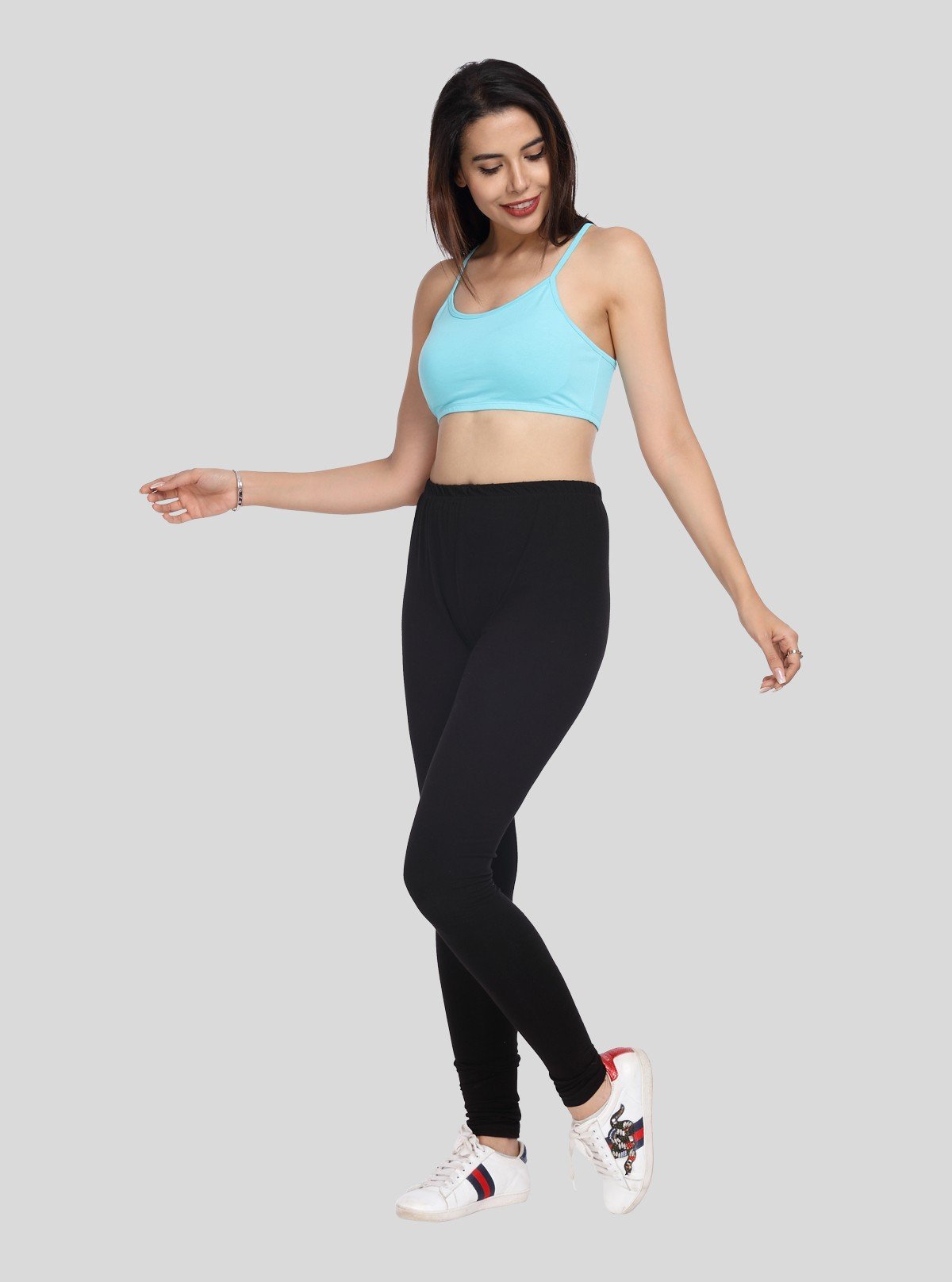 Women’s Turquoise Sports Bra with Straps – Stretch Cotton Jersey Comfort Fit - Boer and Fitch