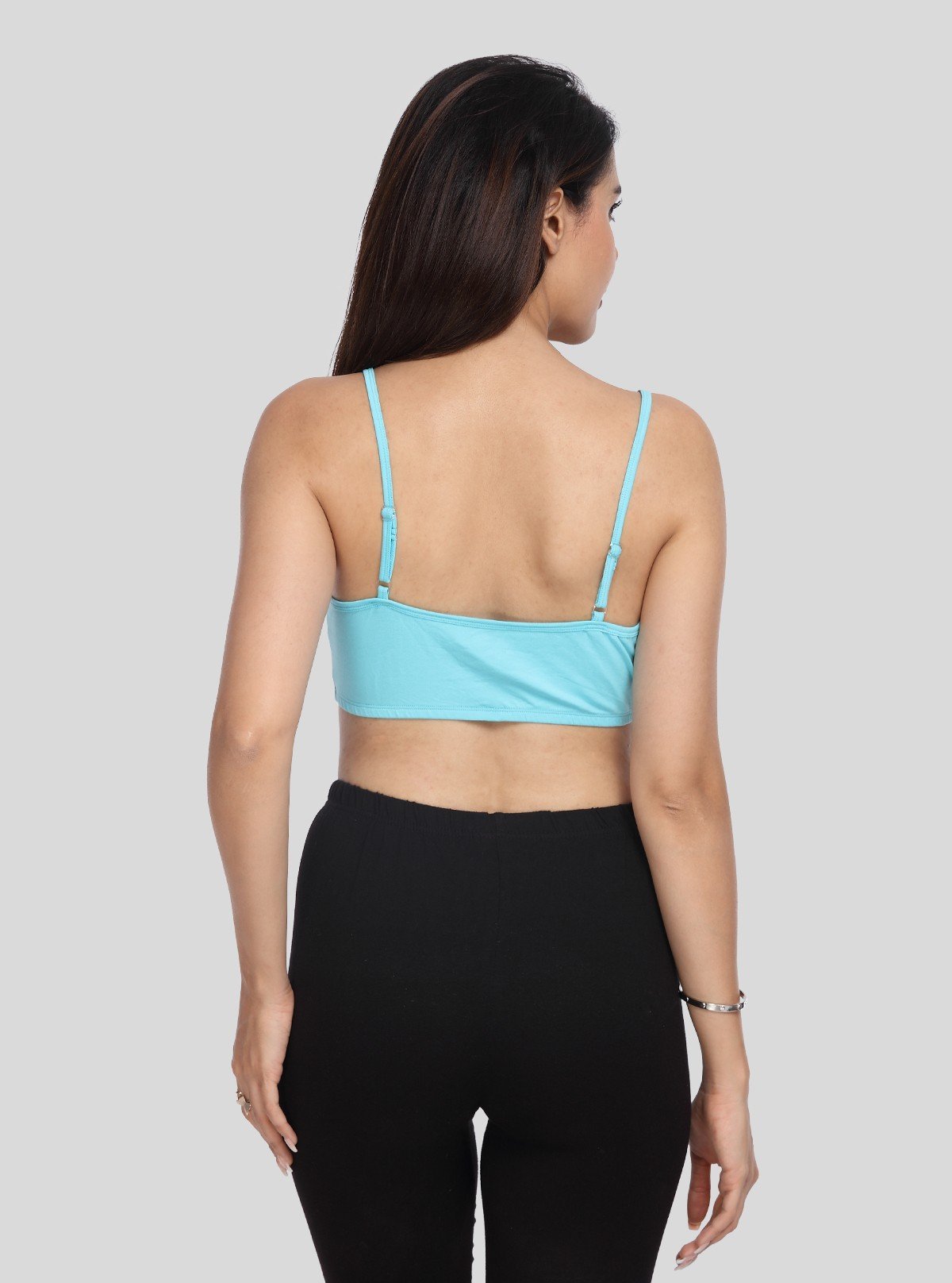 Women’s Turquoise Sports Bra with Straps – Stretch Cotton Jersey Comfort Fit - Boer and Fitch