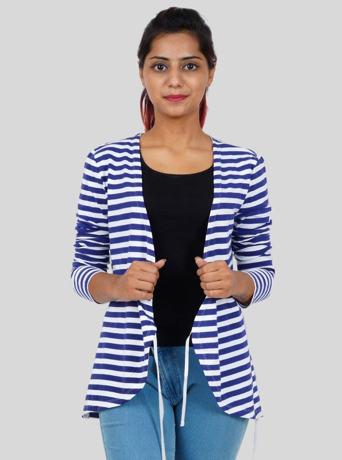 Women's White and Blue Striped Wrap Top – Elegant & Flattering Fit by Boer & Fitch - Boer and Fitch