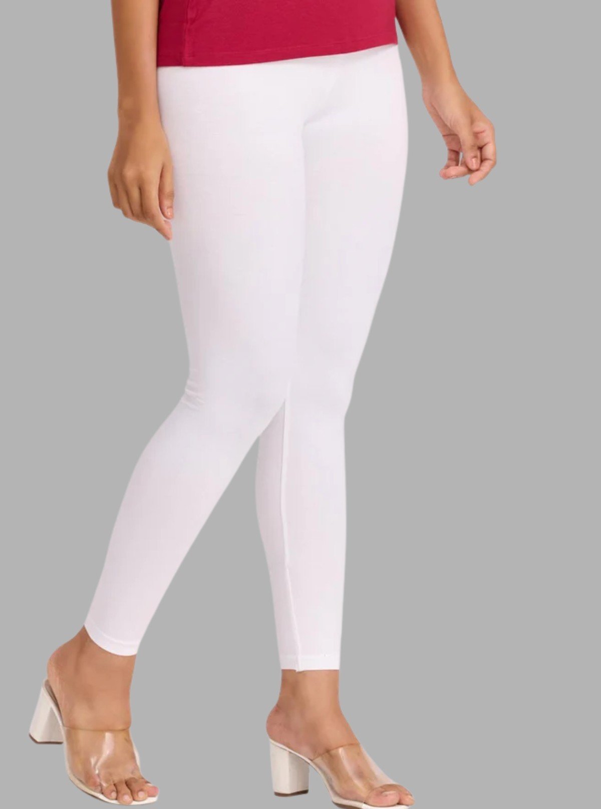 Women's White Ankle Legging – Cotton Elastane Feather - Touch Comfort - Boer and Fitch