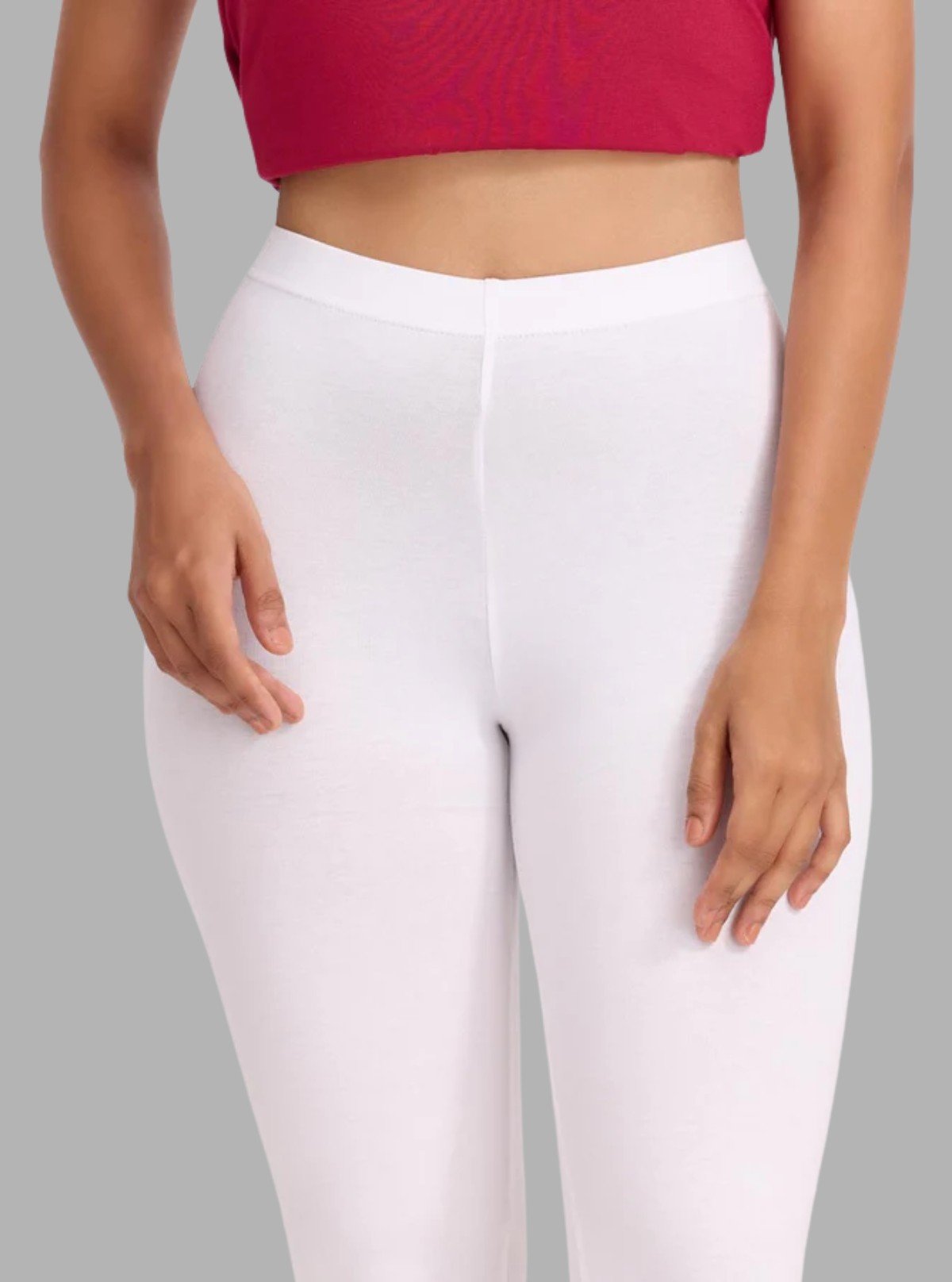 Women's White Ankle Legging – Cotton Elastane Feather - Touch Comfort - Boer and Fitch