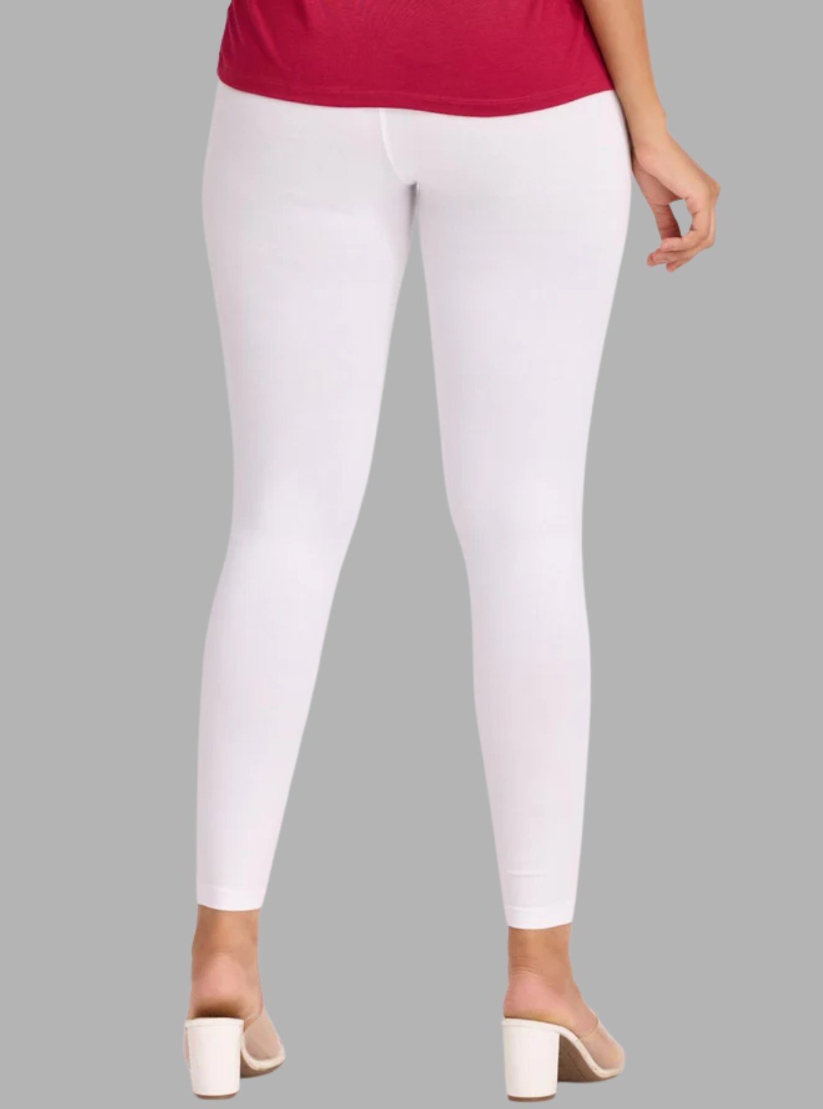 Women's White Ankle Legging – Cotton Elastane Feather - Touch Comfort - Boer and Fitch