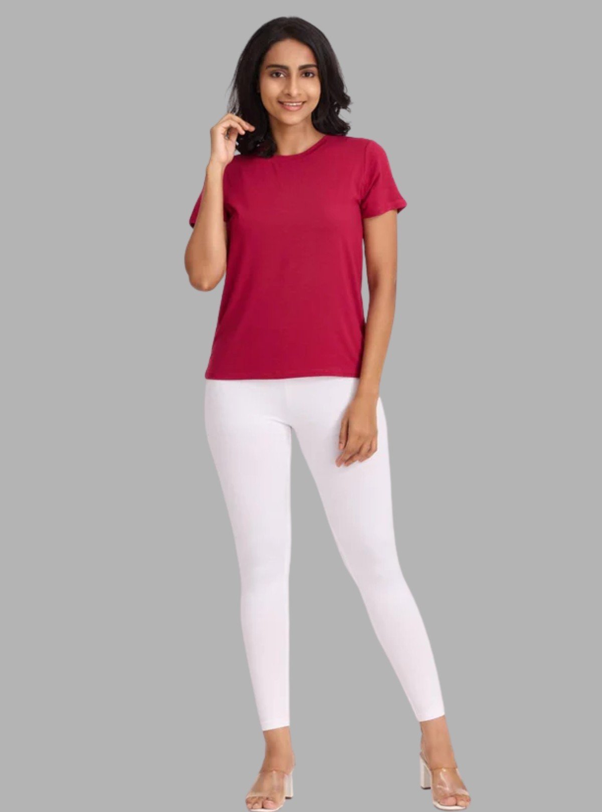 Women's White Ankle Legging – Cotton Elastane Feather - Touch Comfort - Boer and Fitch