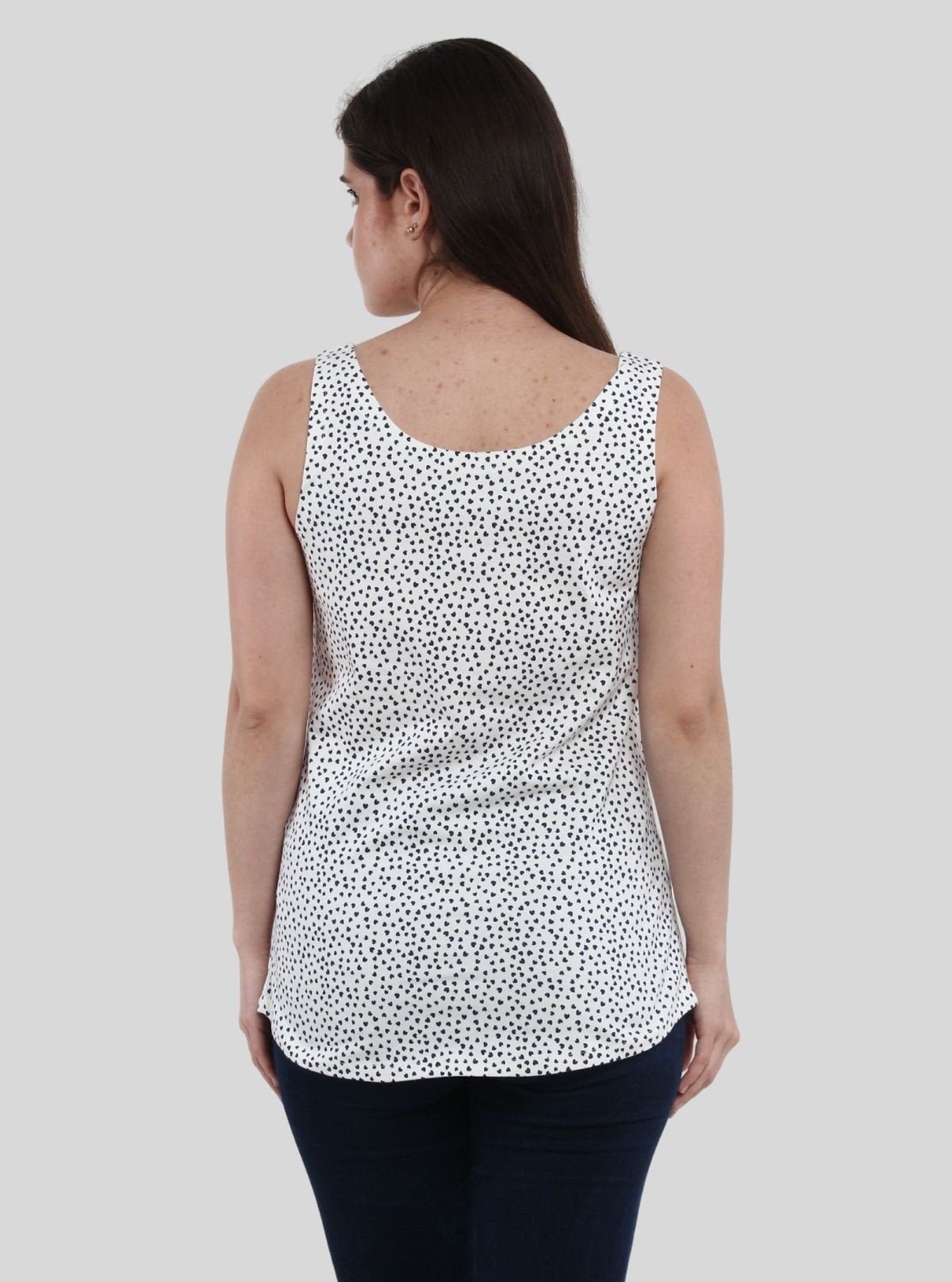 Women’s White Artistic Printed Sleeveless Top – Stylish Cotton Jersey by Boer and Fitch - Boer and Fitch