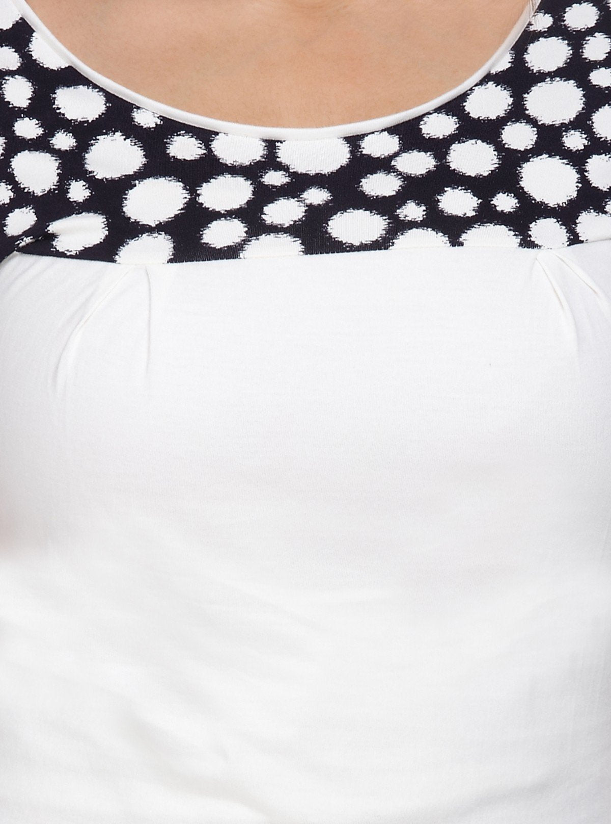 Women's White Broad Polka Dot Cut and Sew Cotton Jersey Top by Boer & Fitch - Boer and Fitch