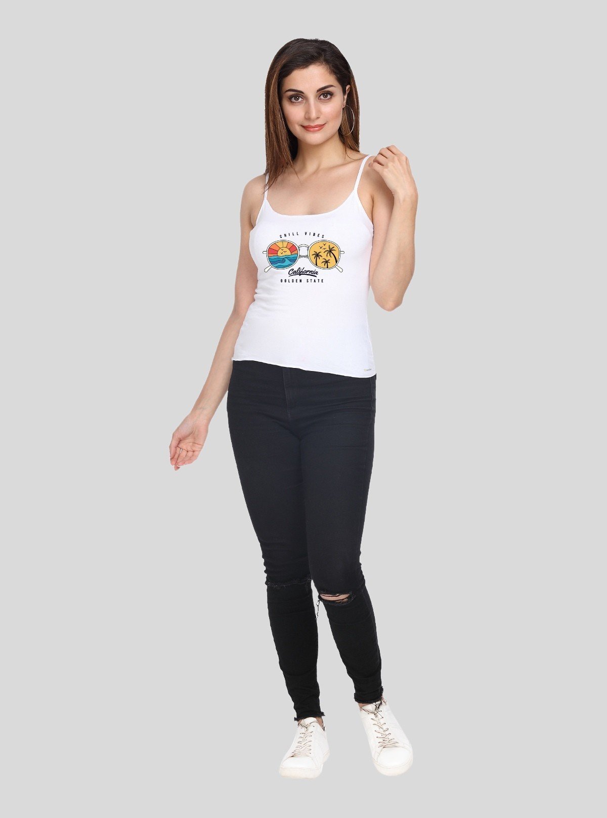 Women’s White California Vibes Spaghetti Top – Boer and Fitch - Boer and Fitch