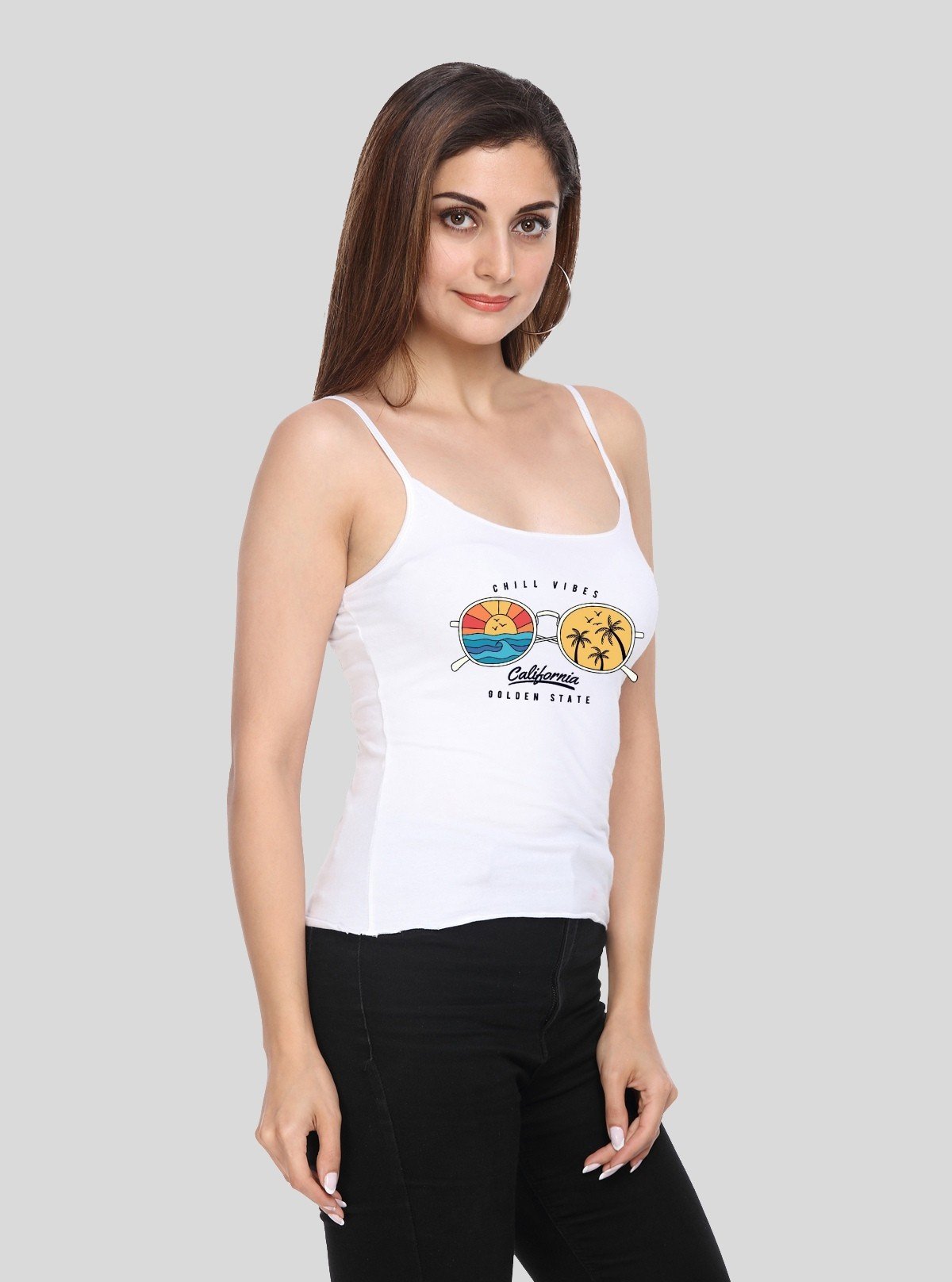 Women’s White California Vibes Spaghetti Top – Boer and Fitch - Boer and Fitch