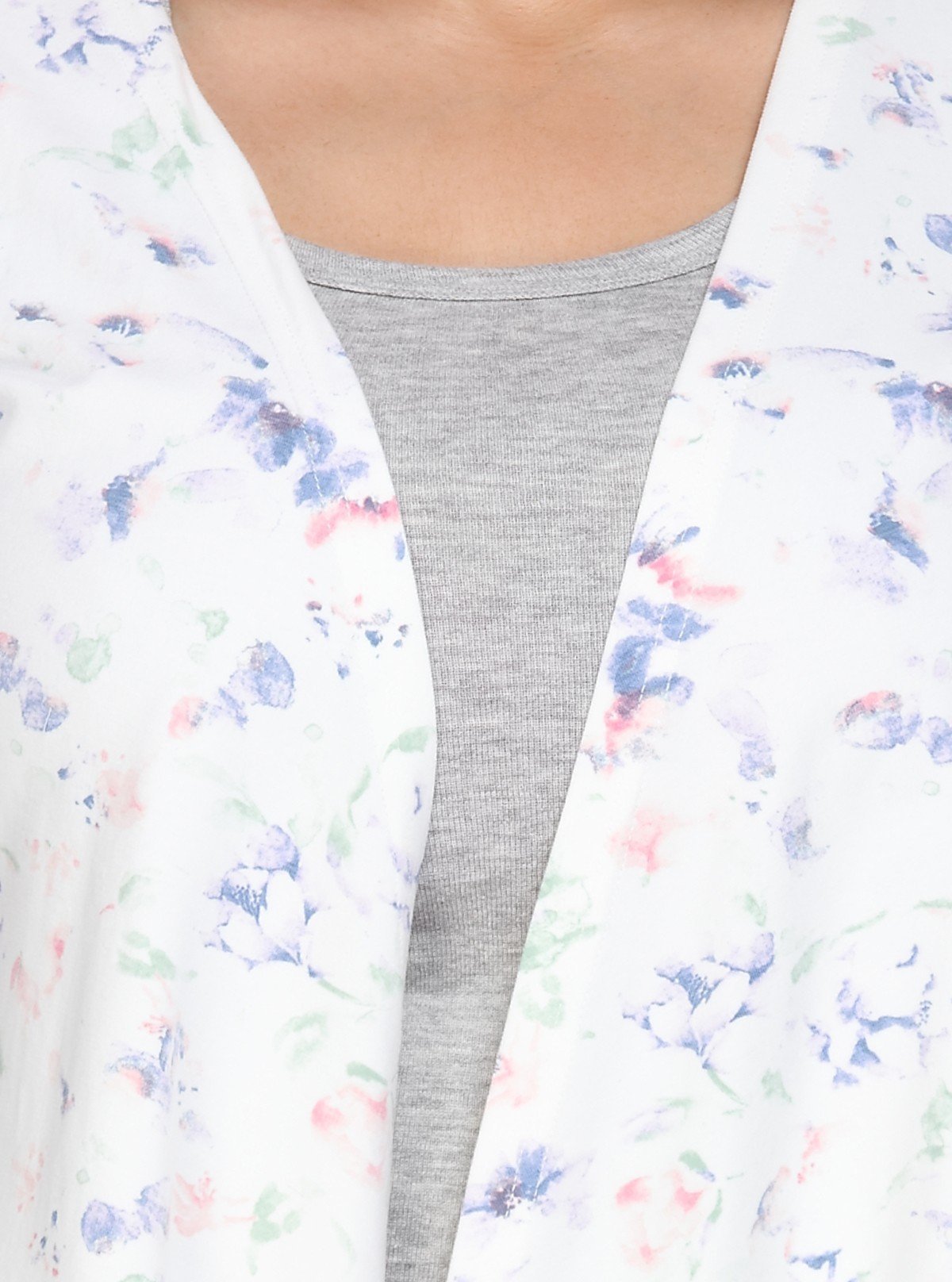 Women's White Cotton Shrug with All Over Blue Print – 100% Cotton - Boer and Fitch