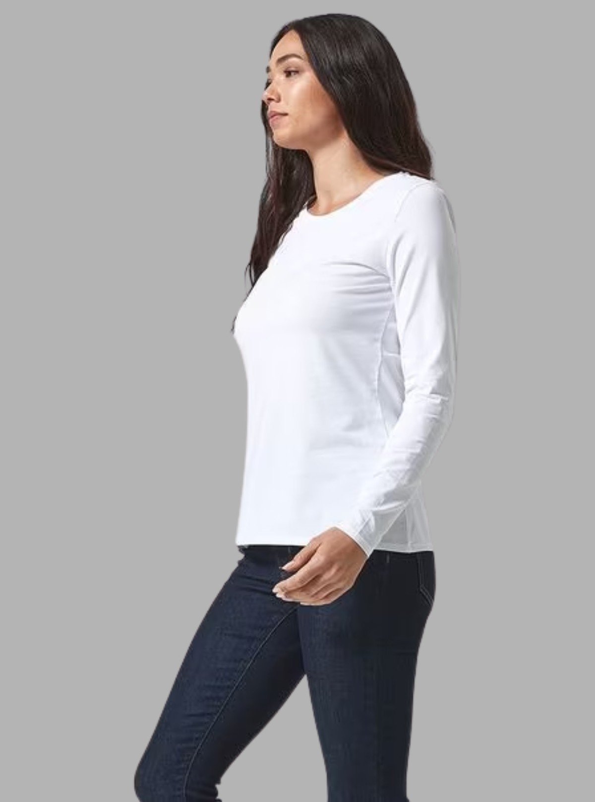 Women's White Crew Neck Long Sleeve Cotton Jersey T-Shirt by Boer and Fitch - Boer and Fitch