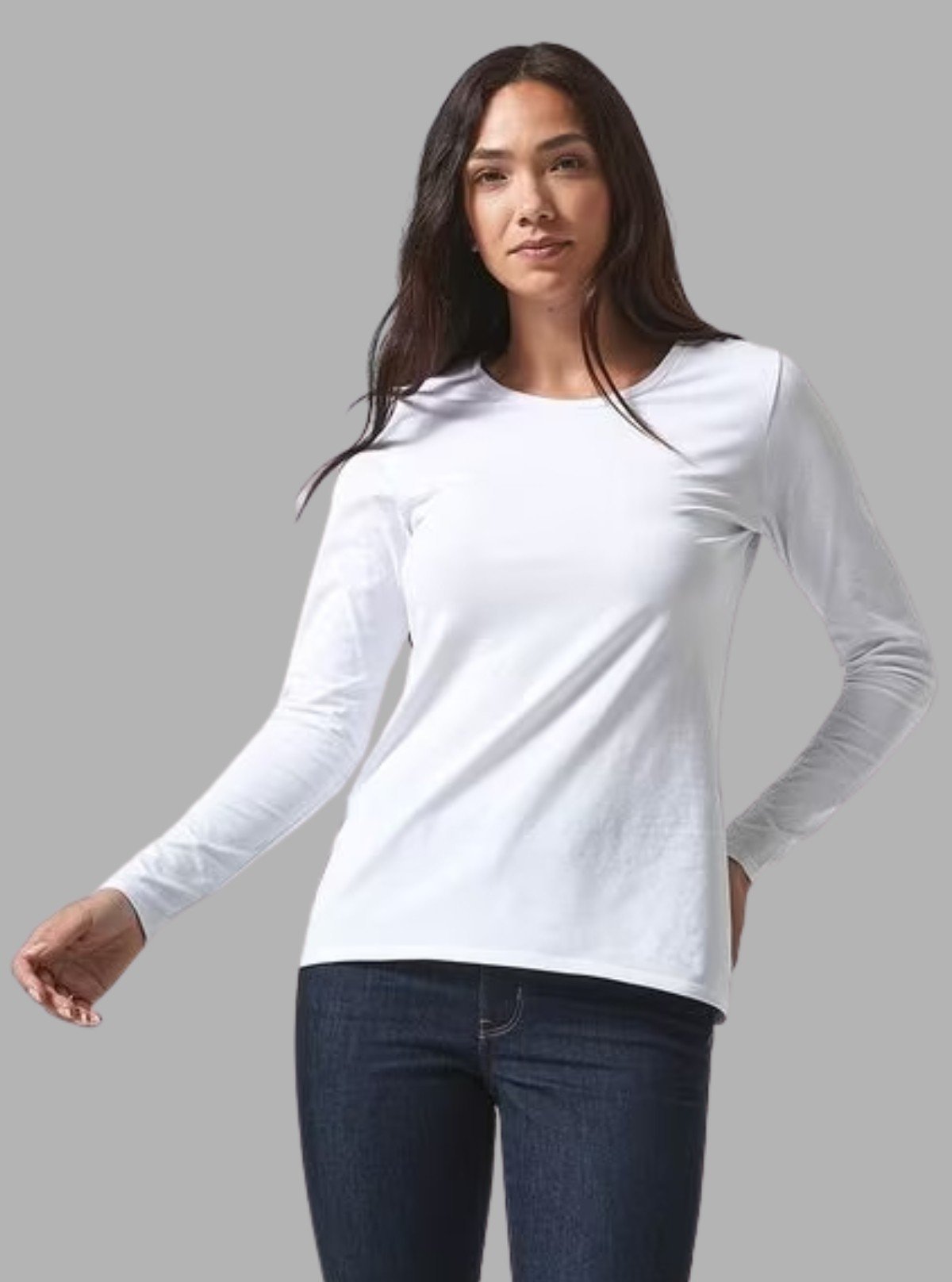 Women's White Crew Neck Long Sleeve Cotton Jersey T-Shirt by Boer and Fitch - Boer and Fitch