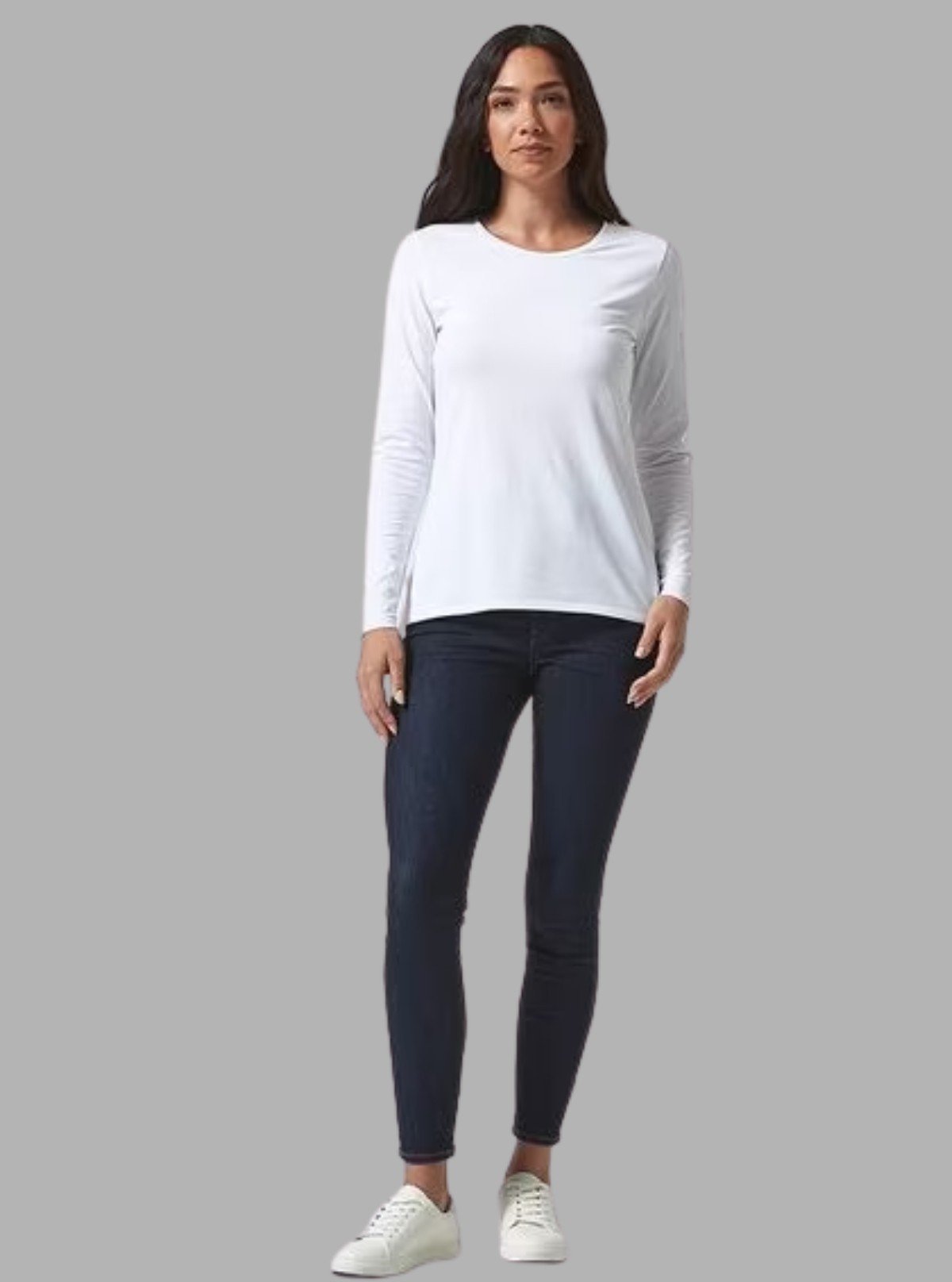 Women's White Crew Neck Long Sleeve Cotton Jersey T-Shirt by Boer and Fitch - Boer and Fitch