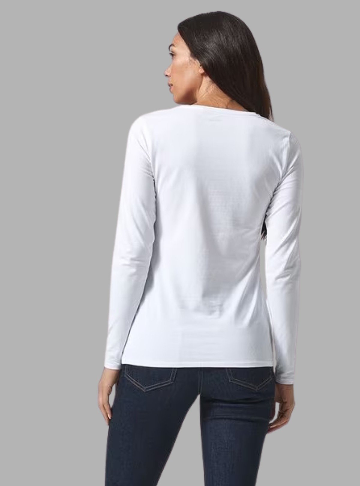 Women's White Crew Neck Long Sleeve Cotton Jersey T-Shirt by Boer and Fitch - Boer and Fitch