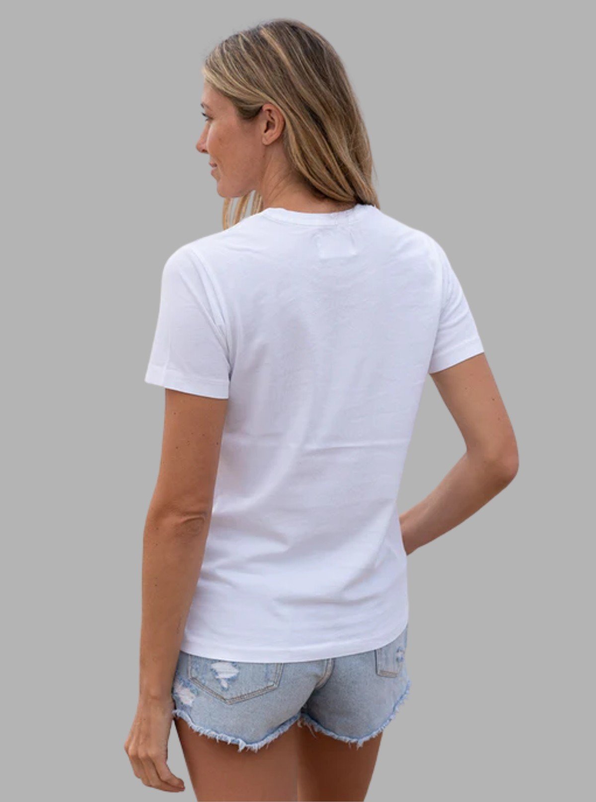 Women's White Crew Neck Palms Print Cotton Jersey Short Sleeve T-Shirt by Boer and Fitch - Boer and Fitch