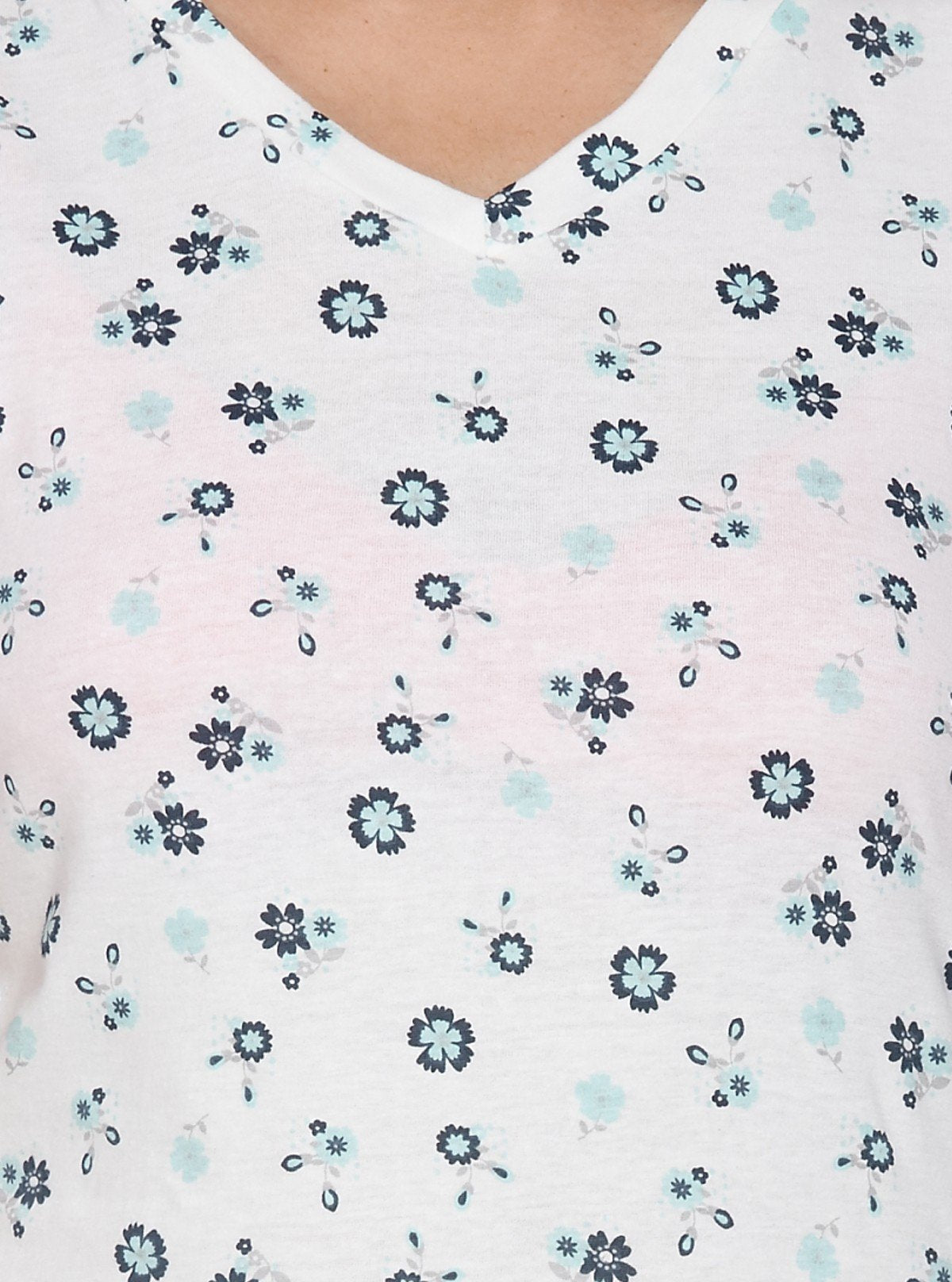 Women’s White Floral V - Neck Cotton Jersey Top – Boer and Fitch - Boer and Fitch