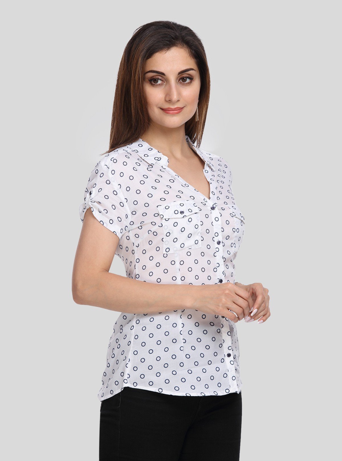 Women’s White Graphic Print Short Sleeve Shirt – Bold & Breezy Style - Boer and Fitch