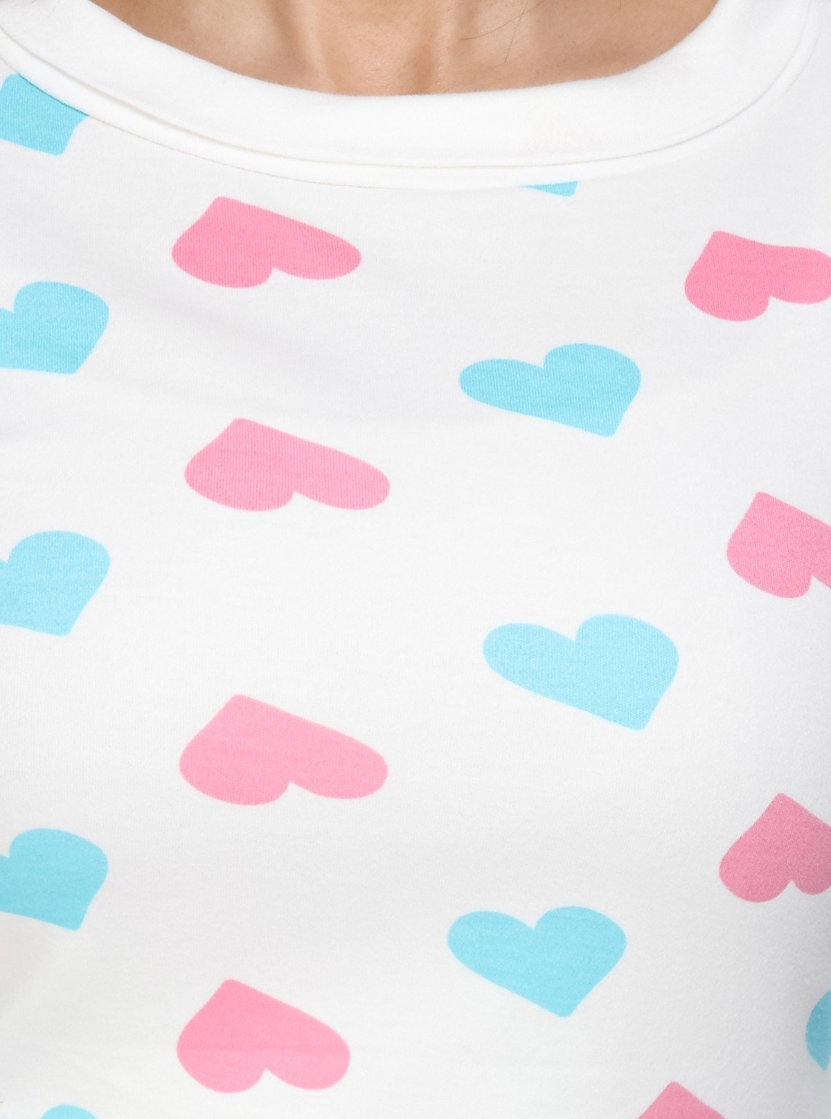 Women's White Heart Print 3/4 Sleeve Cotton Jersey Top | Boer & Fitch - Boer and Fitch