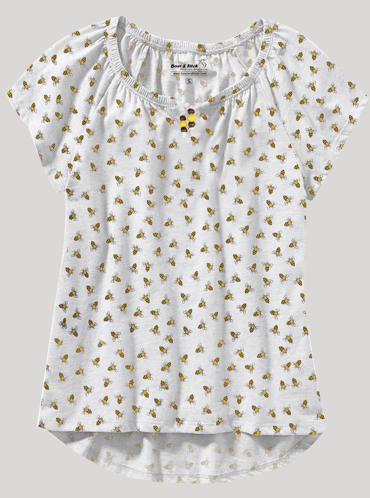 Women’s White Honey Bee Pleated Top – Stylish Casual Wear | Boer & Fitch - Boer and Fitch