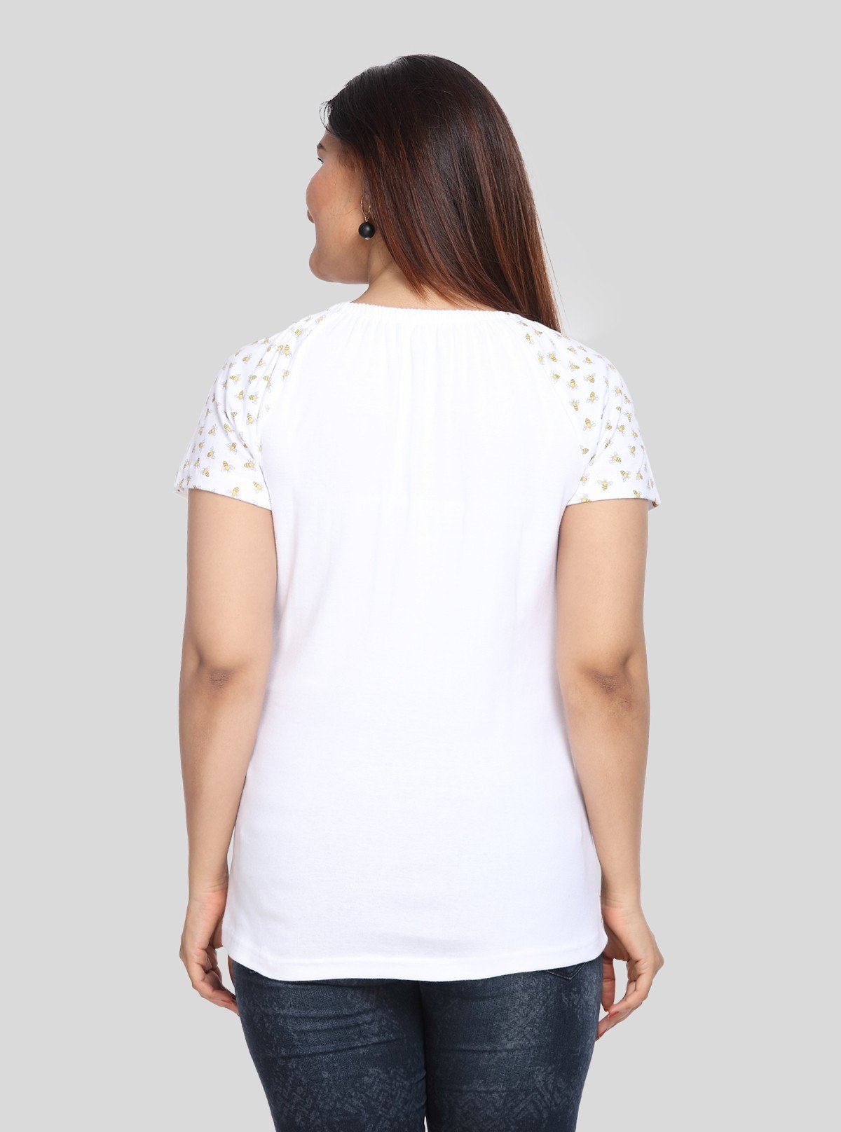 Women’s White Honey Bee Pleated Top – Stylish Casual Wear | Boer & Fitch - Boer and Fitch