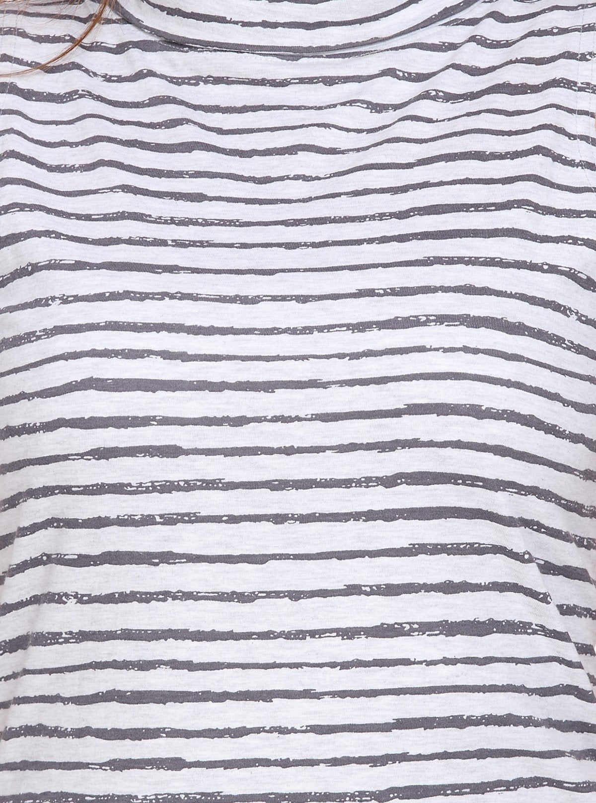 Women’s White Melange Distressed Stripe High Neck Top – Boer and Fitch - Boer and Fitch