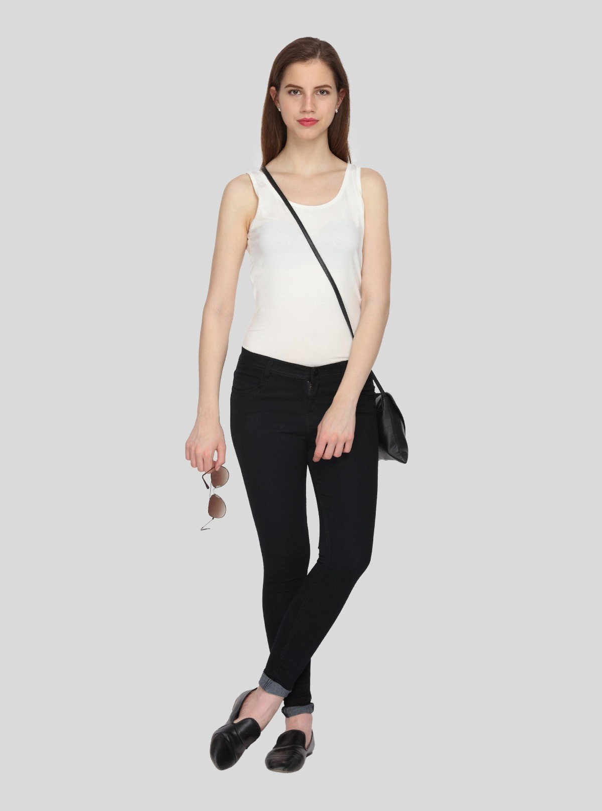 Women’s White Melange Sleeveless Stretch Top – Boer and Fitch - Boer and Fitch