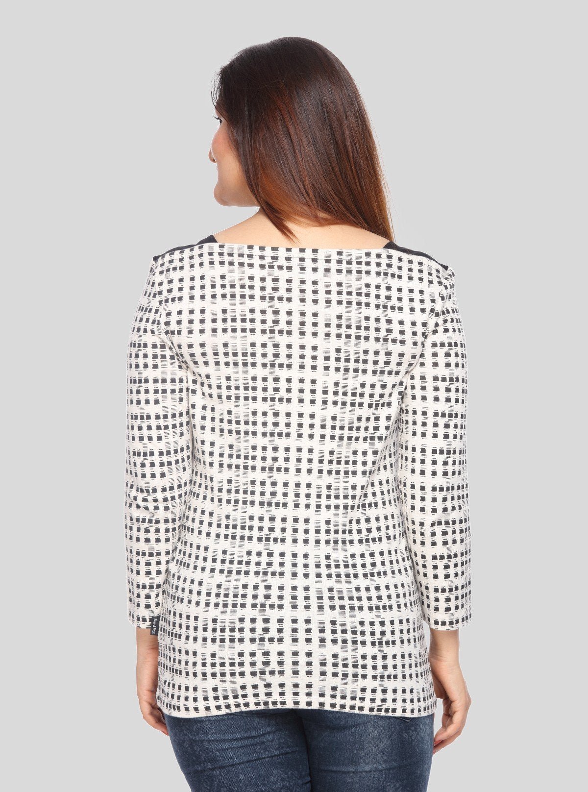 Women’s White Melange Symmetrical Square Dotted Top – Boer and Fitch - Boer and Fitch