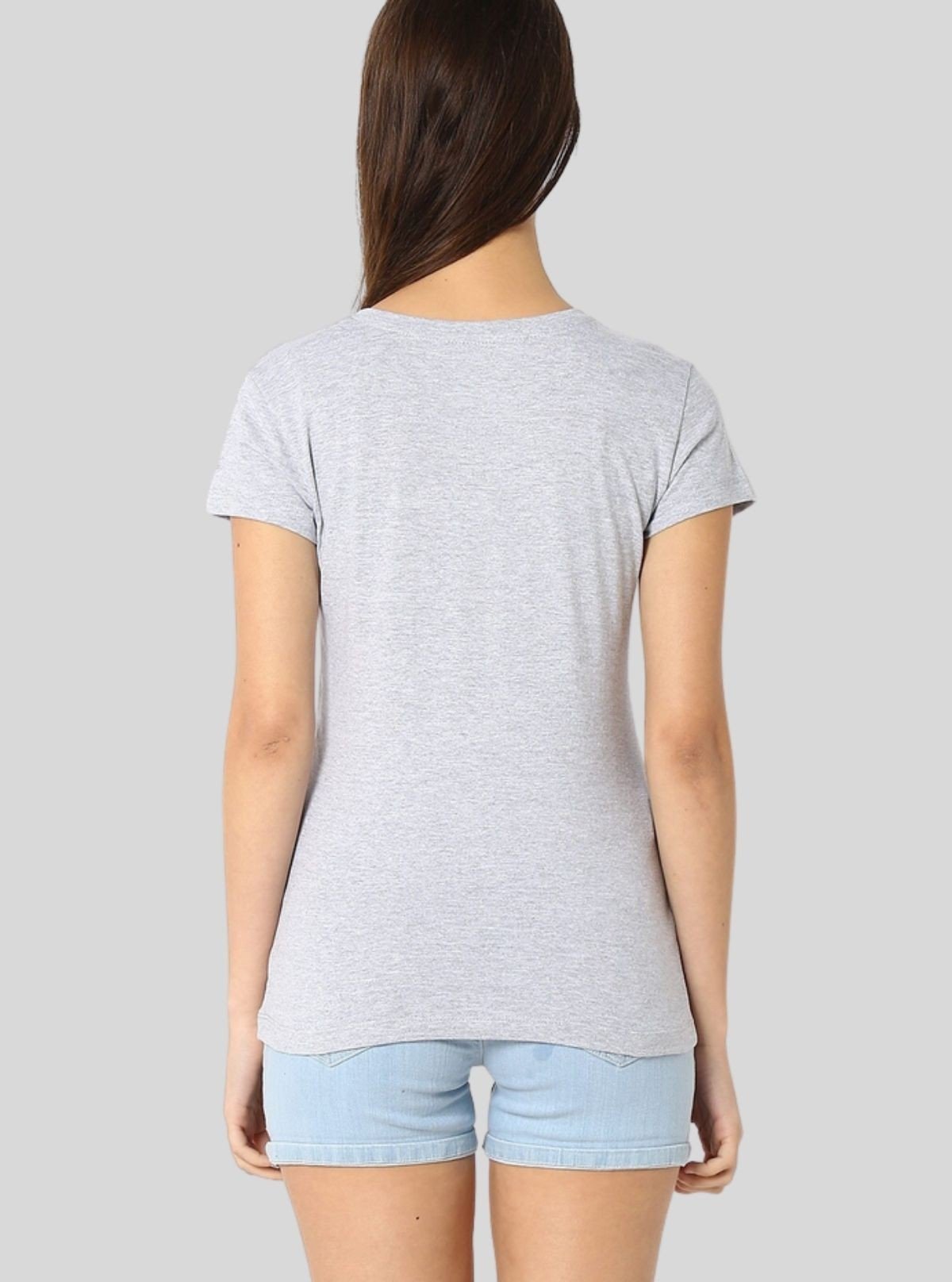 Women’s White Melange V - Neck Multi - Heart Printed Short Sleeve Cotton Jersey T-Shirt by Boer and Fitch - Boer and Fitch