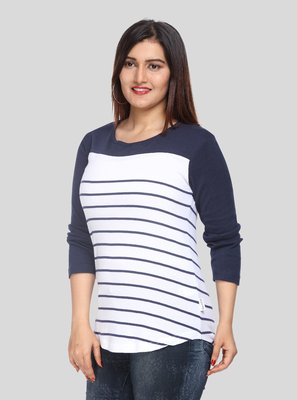 Women's White & Navy Stripe Top – Nautical - Inspired Cotton Style by Boer & Fitch - Boer and Fitch