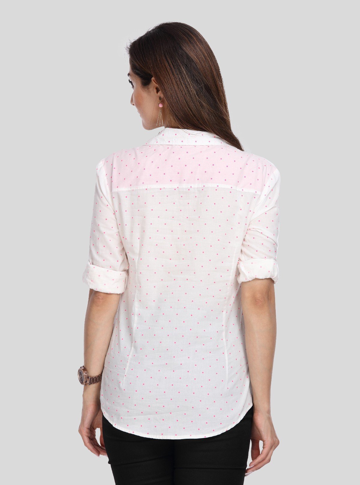 Women’s White Polka Dot Cotton Shirt – Casual & Chic by Boer and Fitch - Boer and Fitch