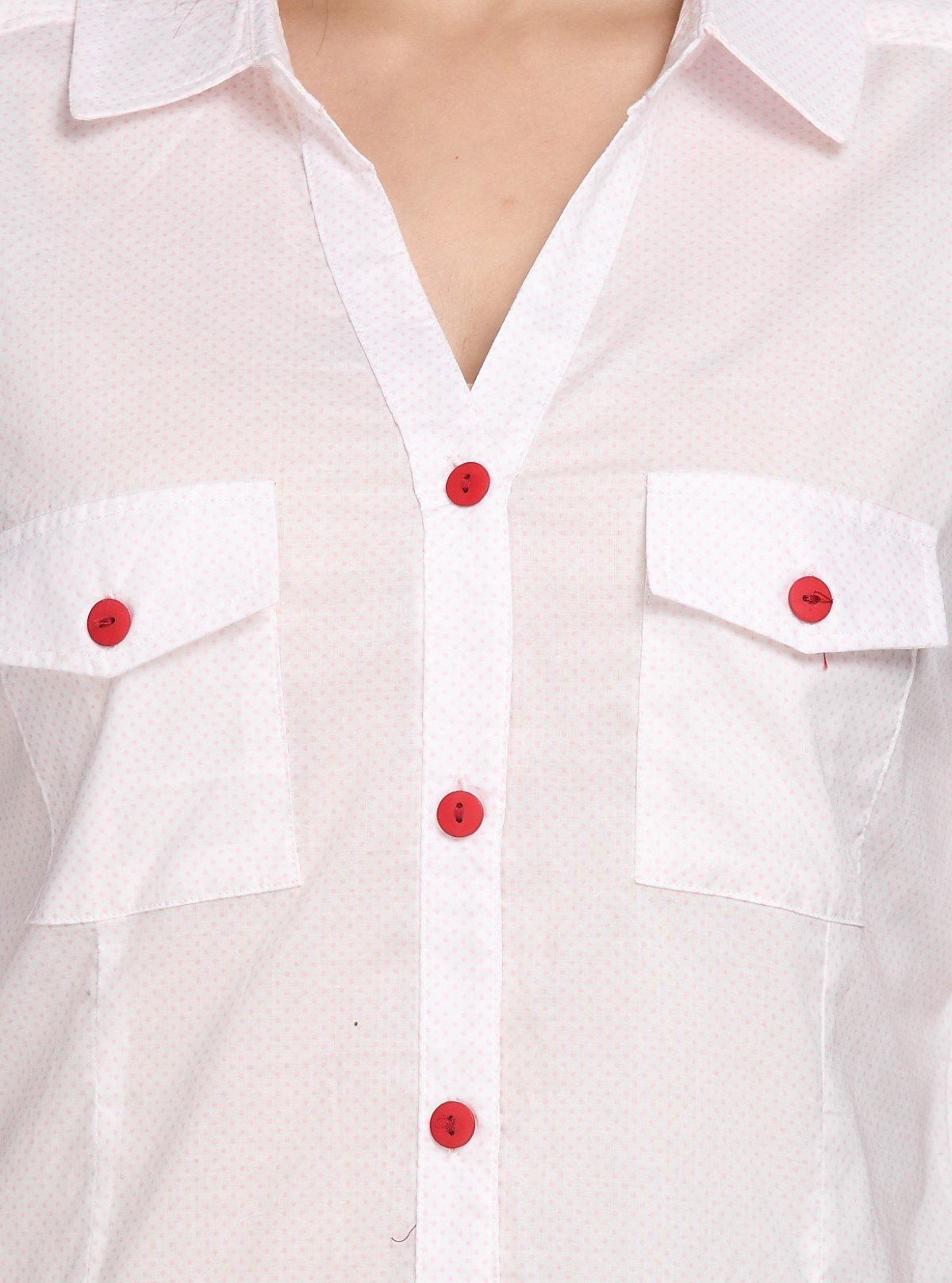 Women’s White Polka Dot Long Sleeve Shirt with Red Buttons – Boer & Fitch - Boer and Fitch