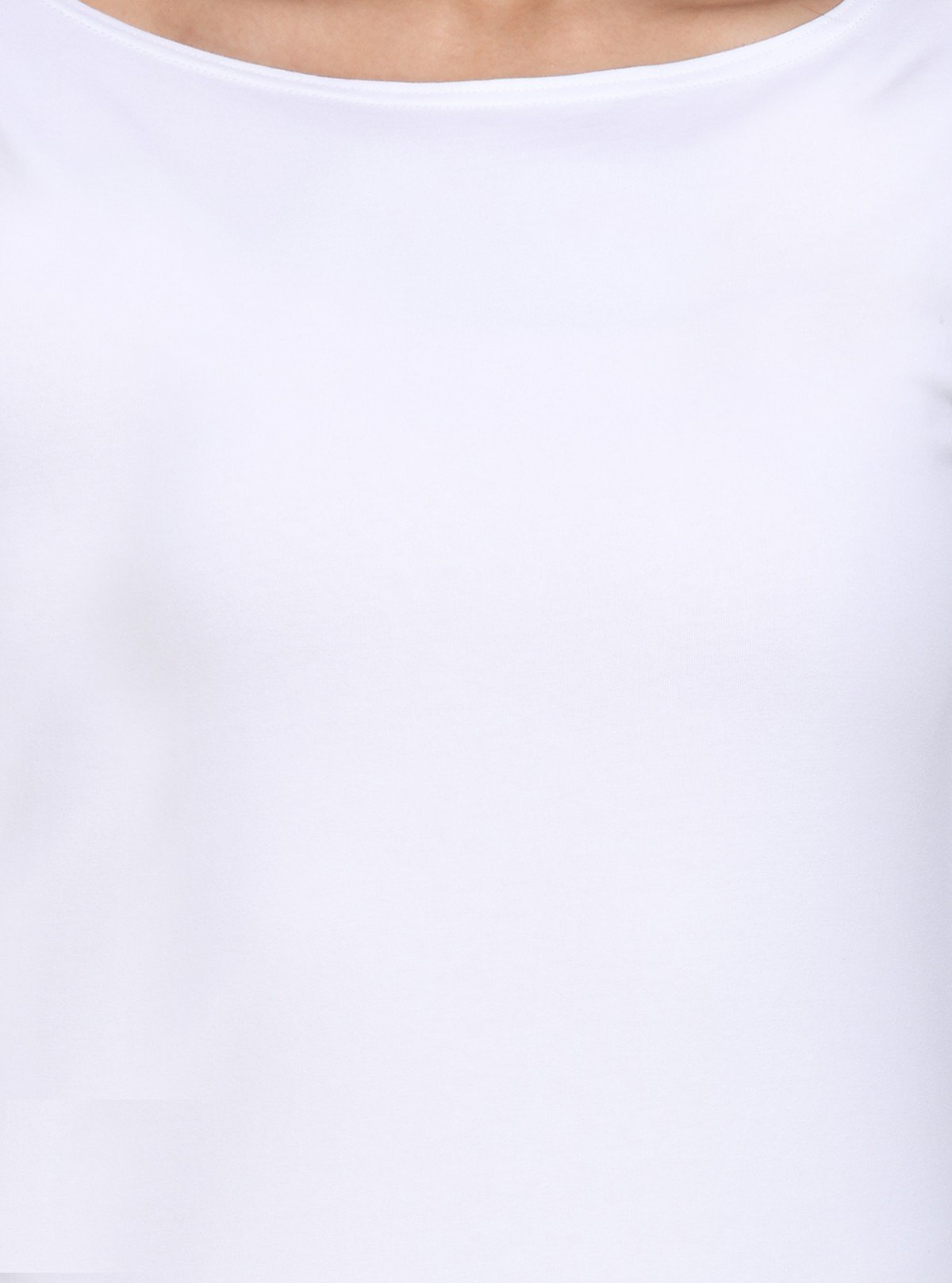 Women's White Scoop Neck Long Sleeve Cotton Jersey Knit Top - Boer and Fitch