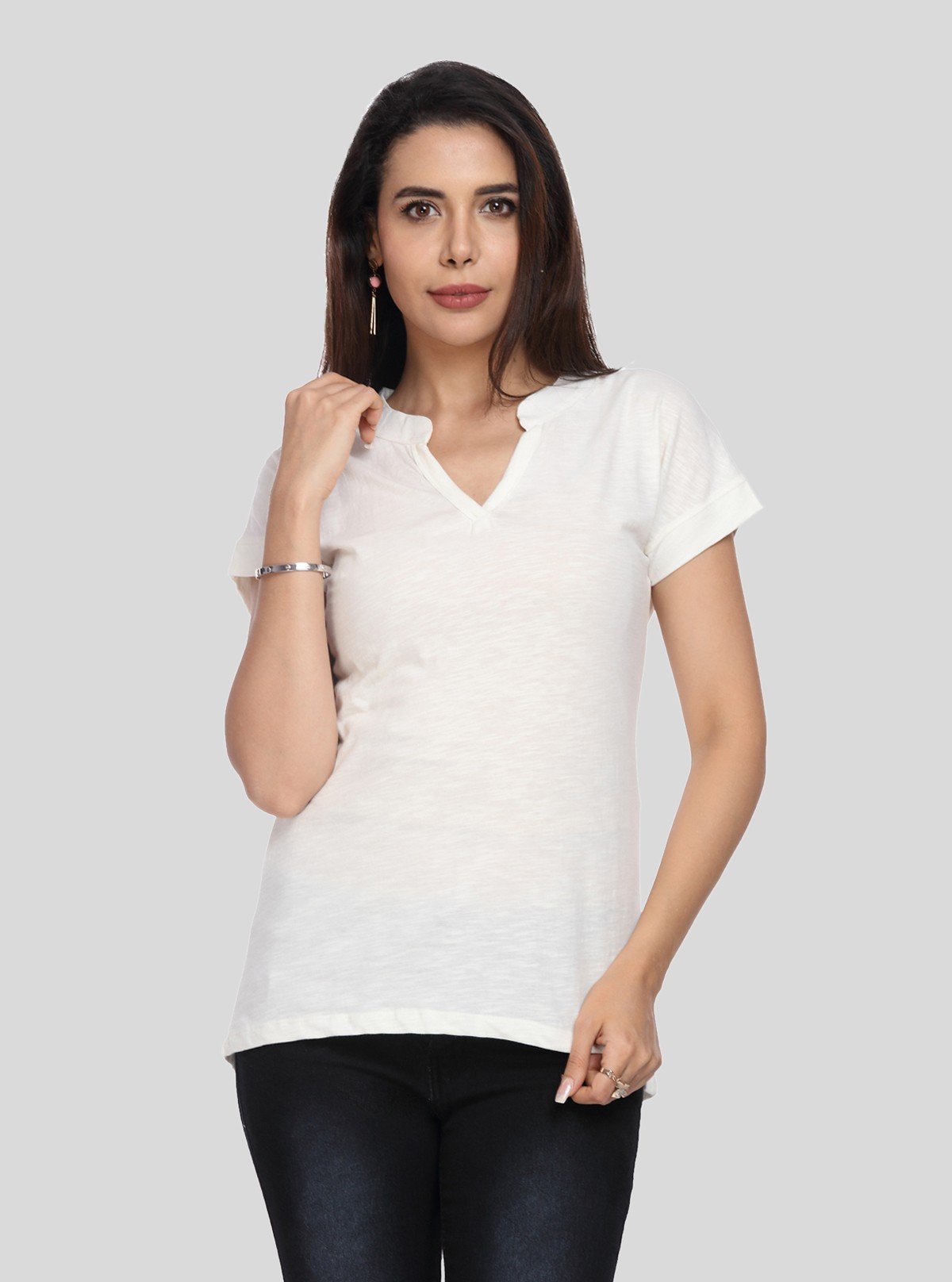 Women’s White Self - Collared Short Sleeve Cotton Elastane Top | Boer & Fitch - Boer and Fitch