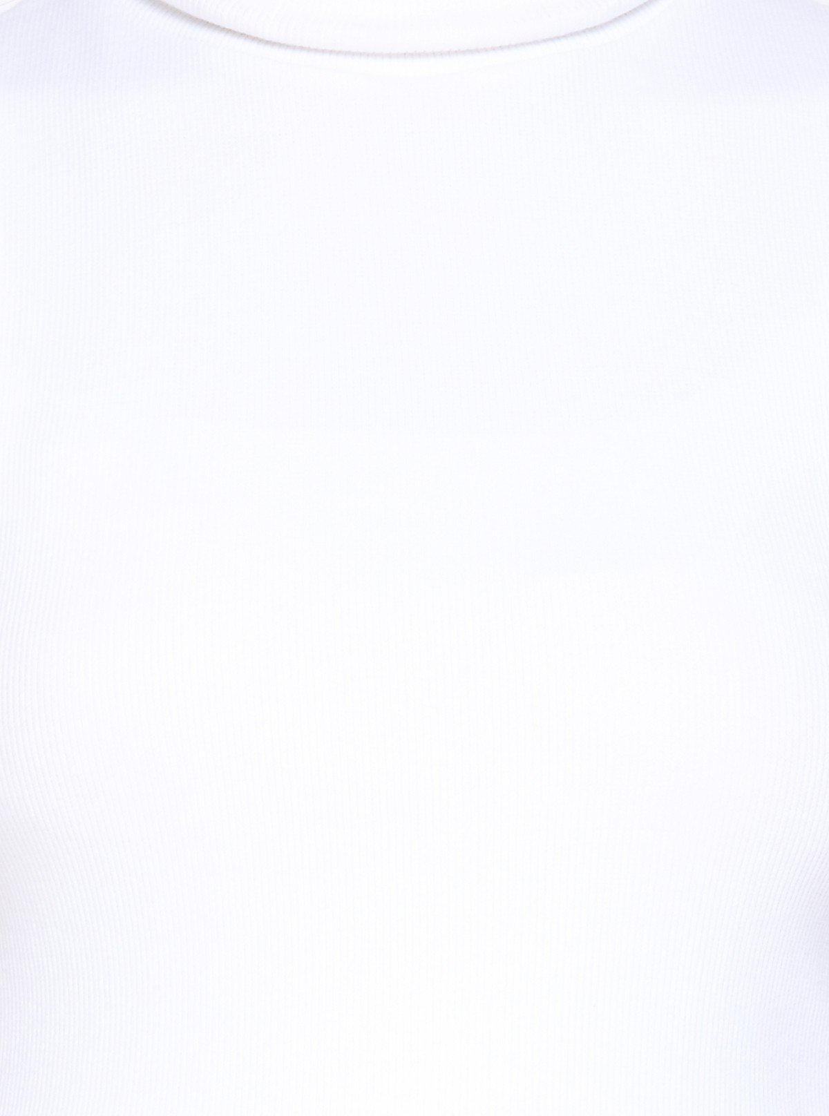 Women’s White Sleeveless Cotton Ribbed Turtle Neck Top - Boer and Fitch