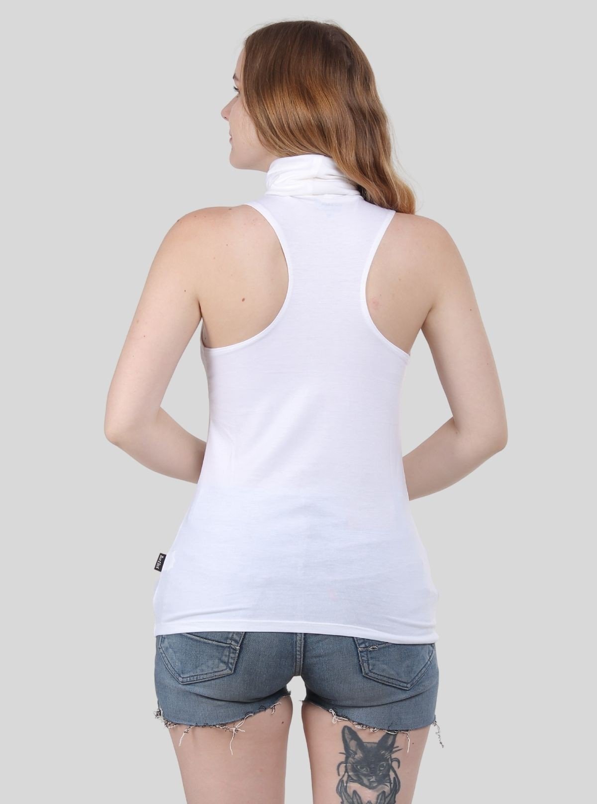 Women's White Sleeveless Turtle Neck Top – Elegant & Versatile Staple - Boer and Fitch