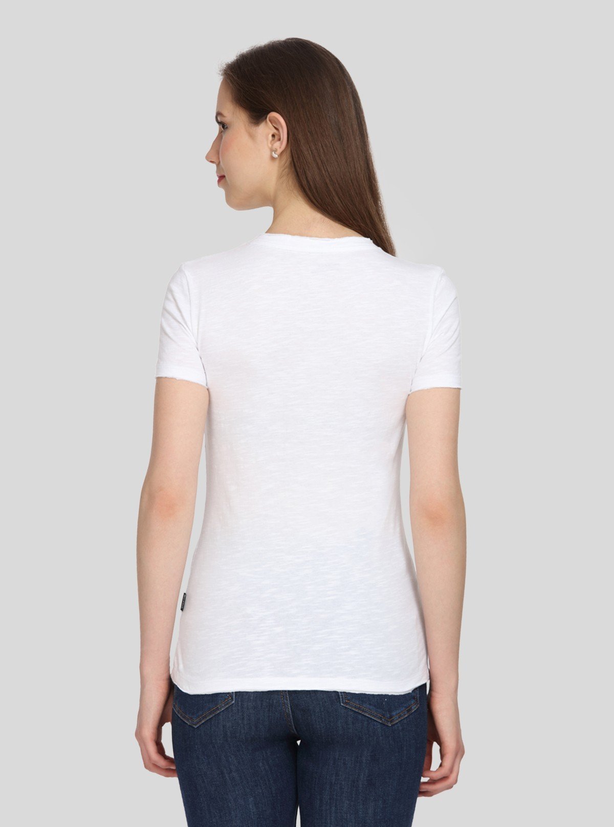 Women's White Slub Jersey Printed Crew Neck Cotton Short Sleeve T-Shirt by Boer and Fitch - Boer and Fitch