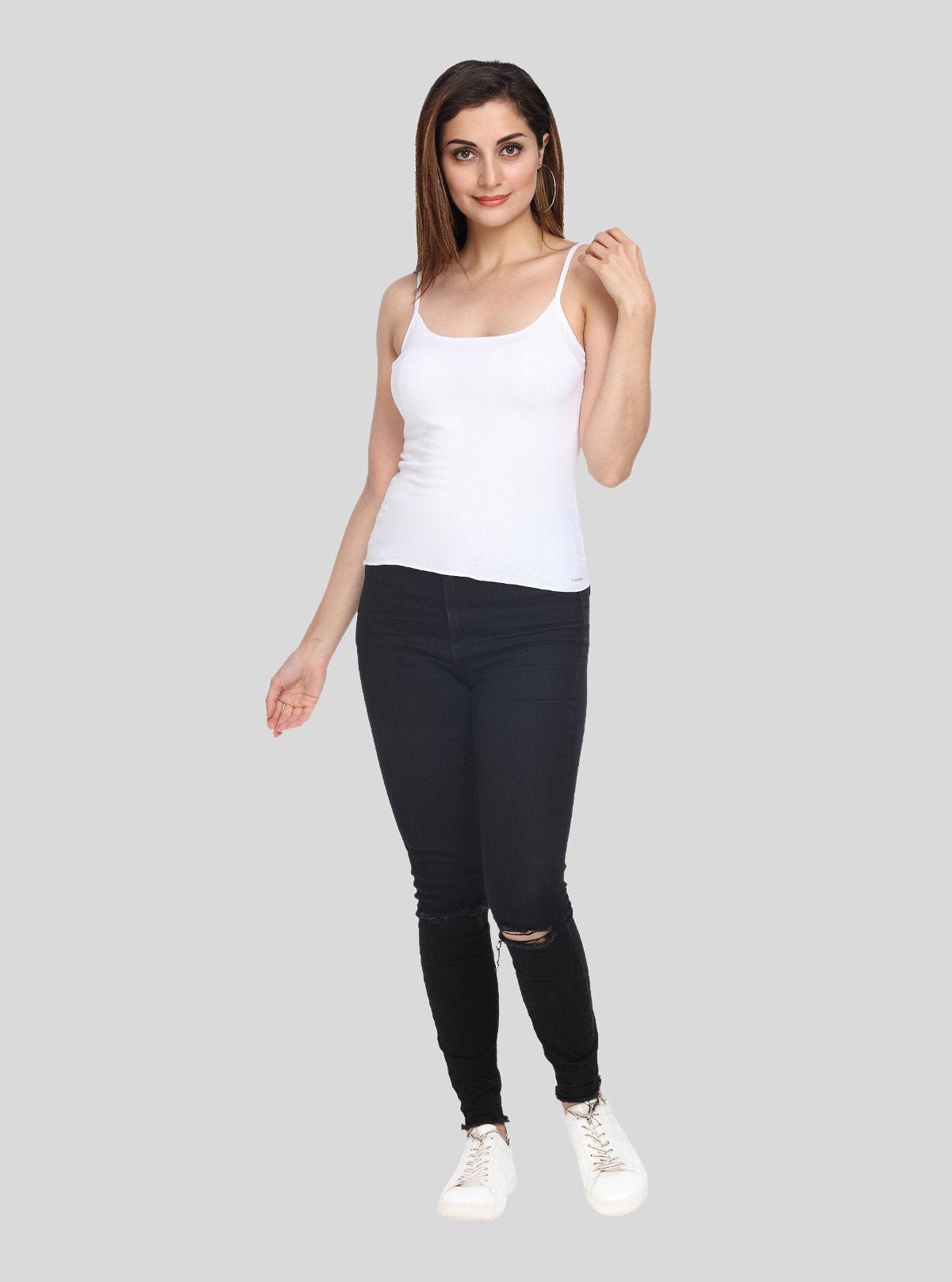 Women’s White Spaghetti Strap Top – Lightweight Cotton Jersey by Boer and Fitch - Boer and Fitch