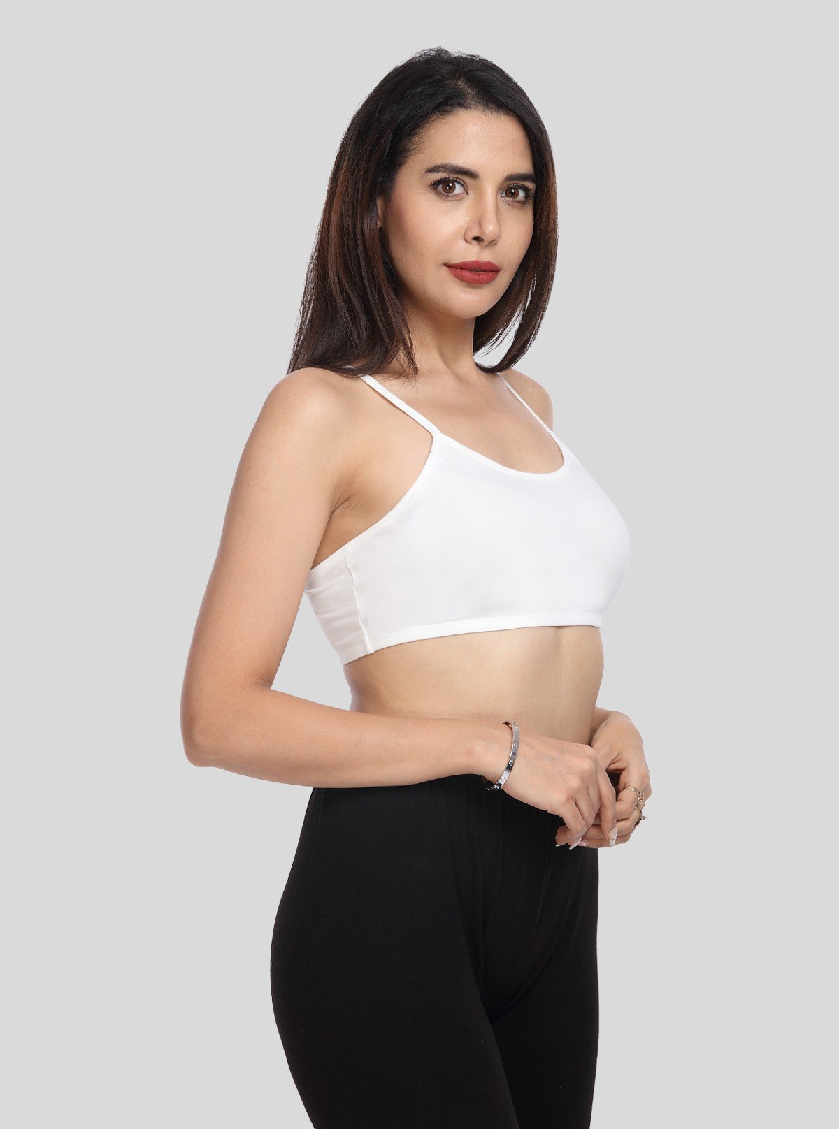 Women’s White Sports Bra with Straps – Cotton Elastane Jersey Comfort Fit - Boer and Fitch