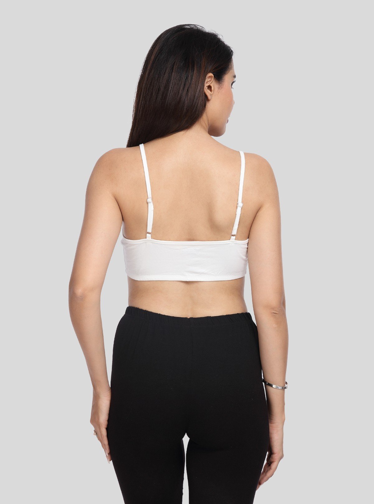 Women’s White Sports Bra with Straps – Cotton Elastane Jersey Comfort Fit - Boer and Fitch