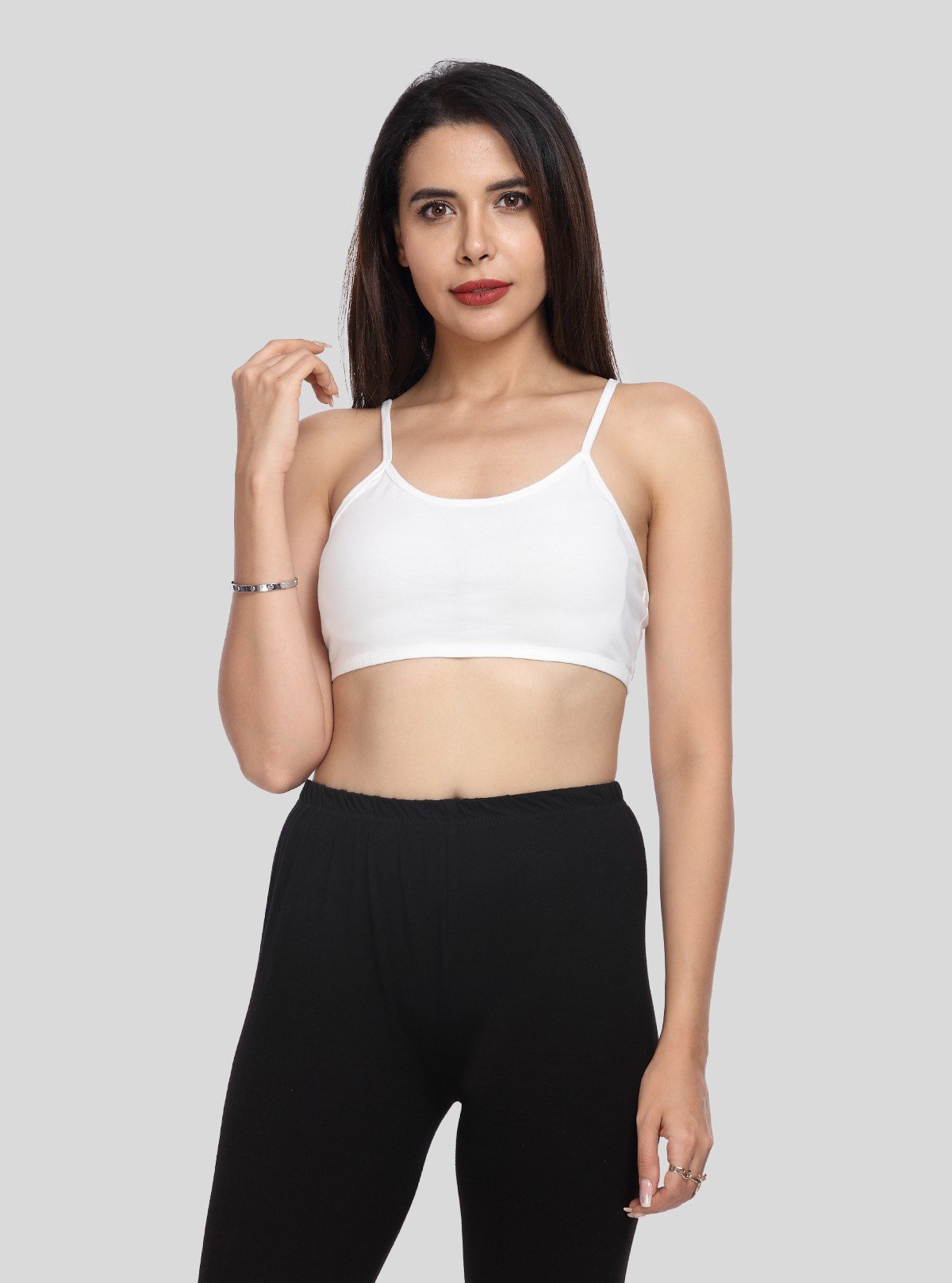 Women’s White Sports Bra with Straps – Cotton Elastane Jersey Comfort Fit - Boer and Fitch