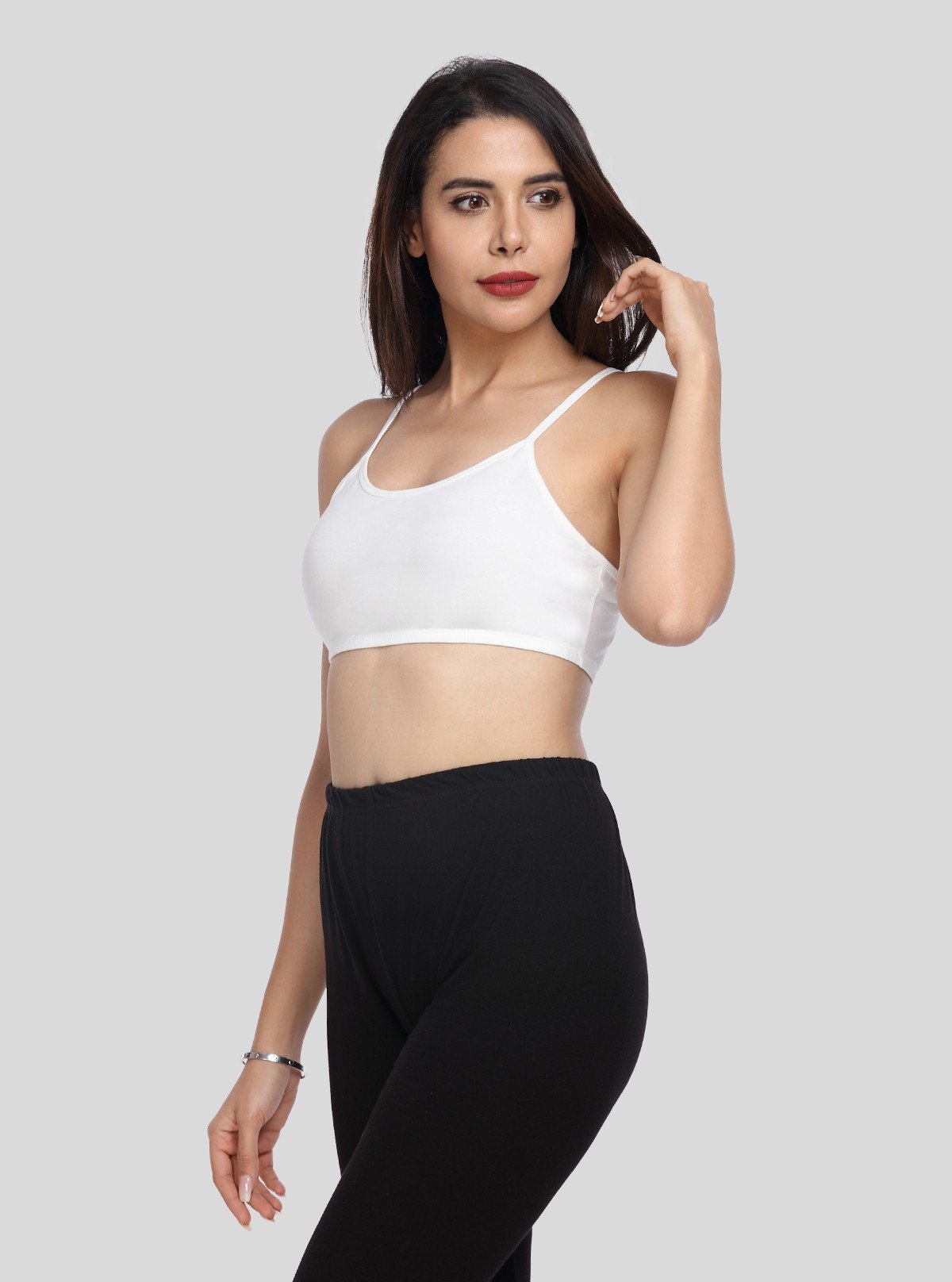 Women’s White Sports Bra with Straps – Cotton Elastane Jersey Comfort Fit - Boer and Fitch