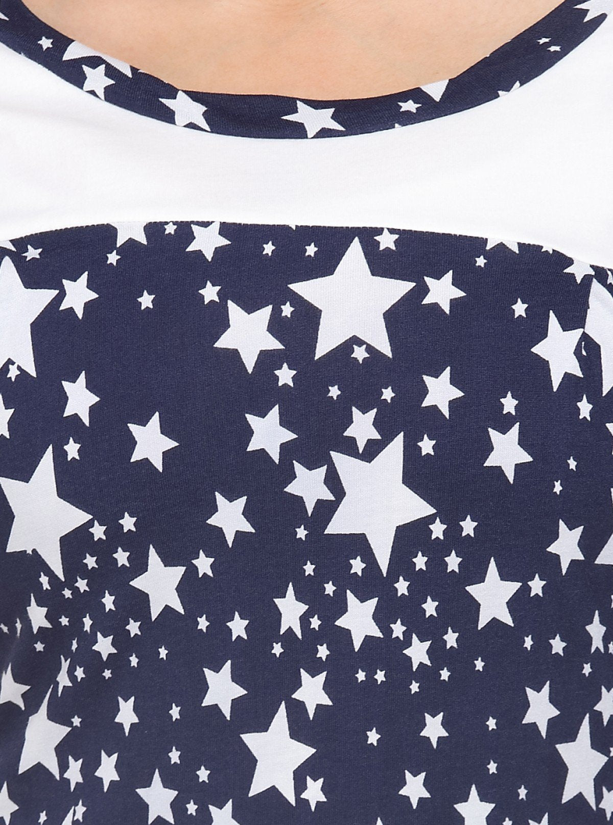 Women's White Star Print Short Sleeve Cotton Jersey Knit Top | Boer & Fitch - Boer and Fitch