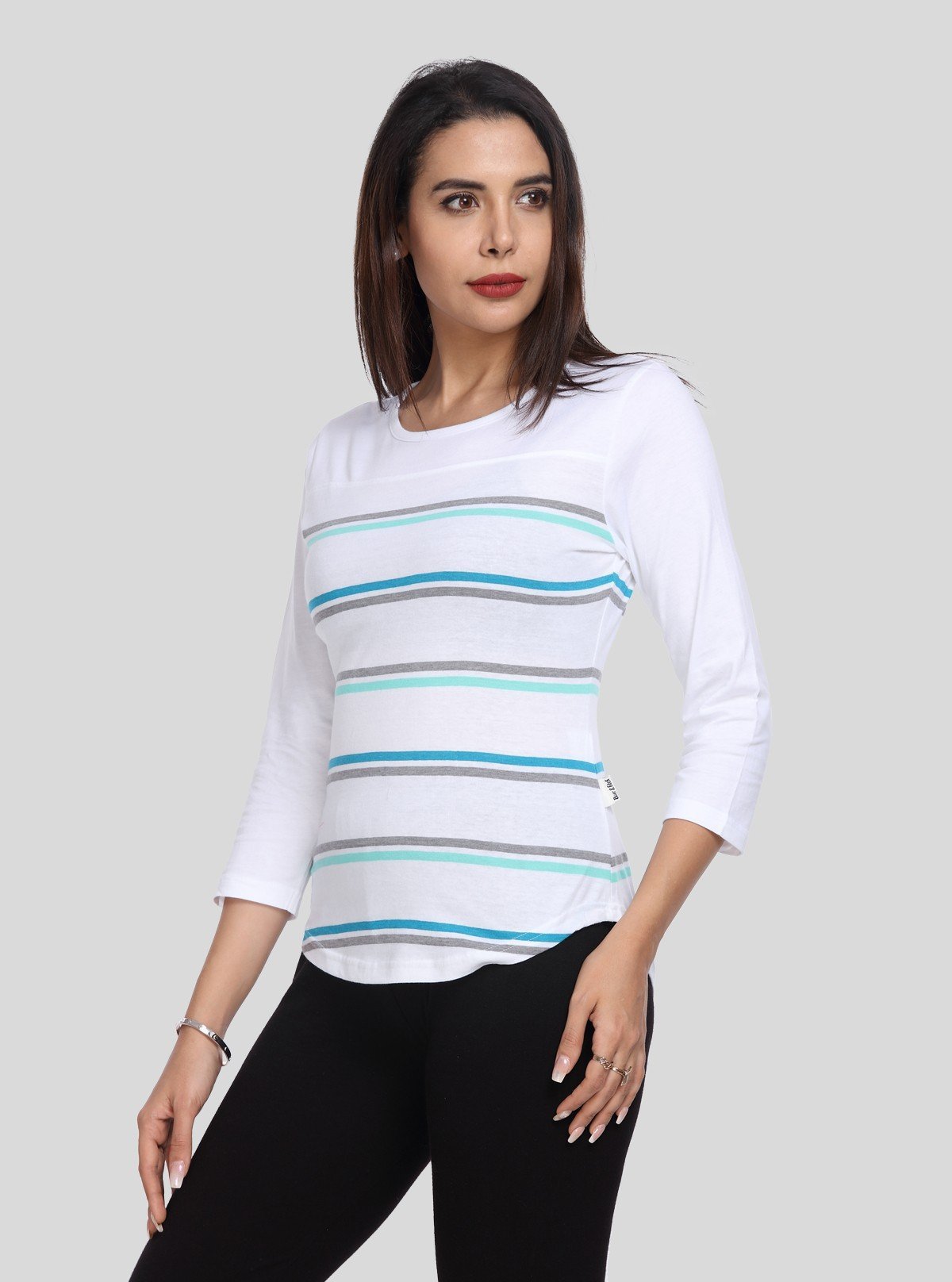 Women's White Striped Top – Classic Chic Everyday Wear by Boer & Fitch - Boer and Fitch