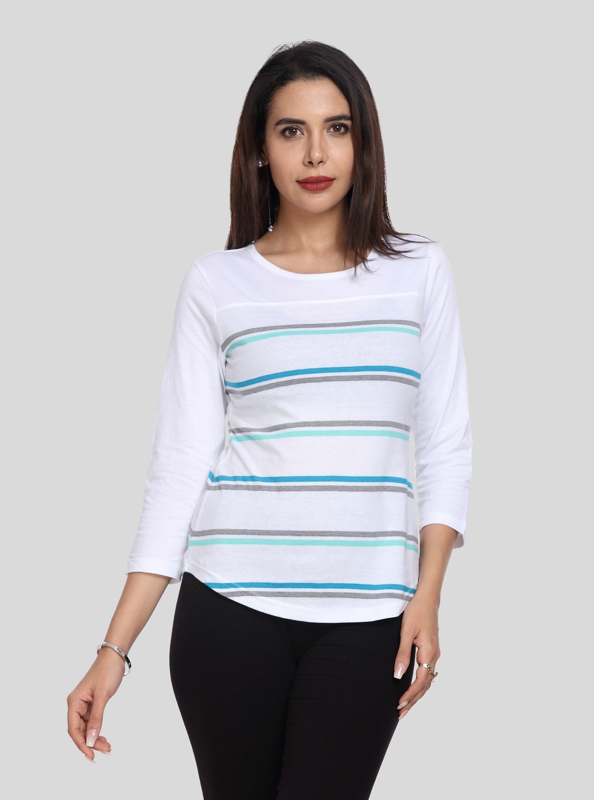 Women's White Striped Top – Classic Chic Everyday Wear by Boer & Fitch - Boer and Fitch