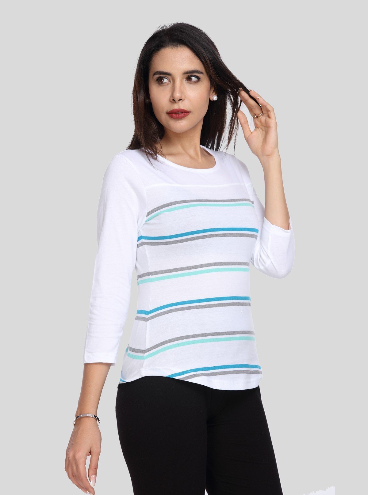 Women's White Striped Top – Classic Chic Everyday Wear by Boer & Fitch - Boer and Fitch