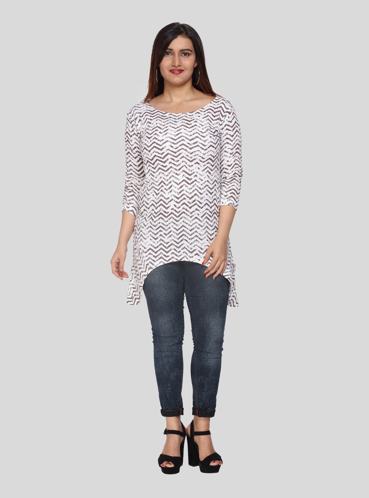 Women's White Textured Long Top – Elegant Minimalist Style by Boer & Fitch - Boer and Fitch