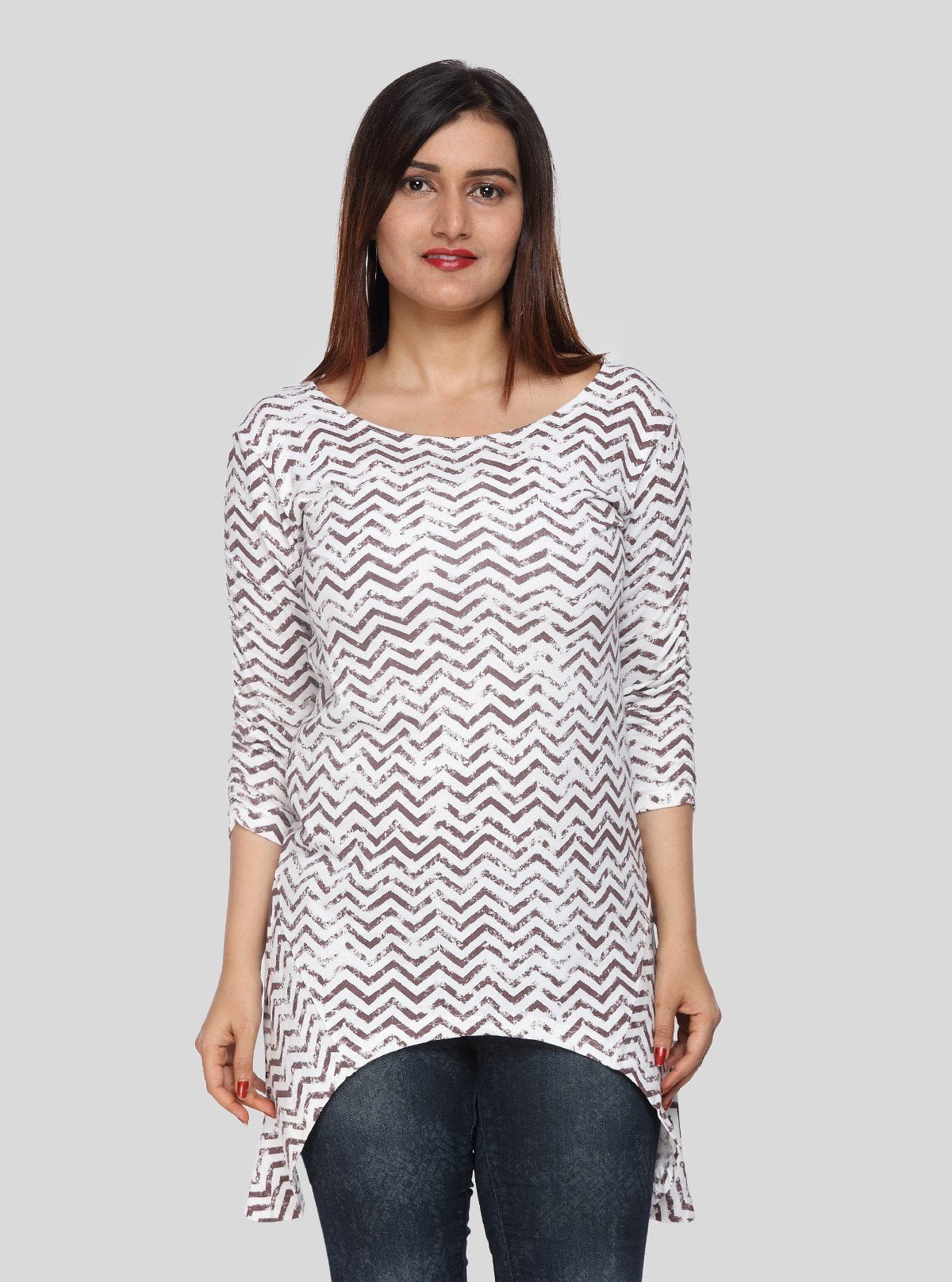 Women's White Textured Long Top – Elegant Minimalist Style by Boer & Fitch - Boer and Fitch