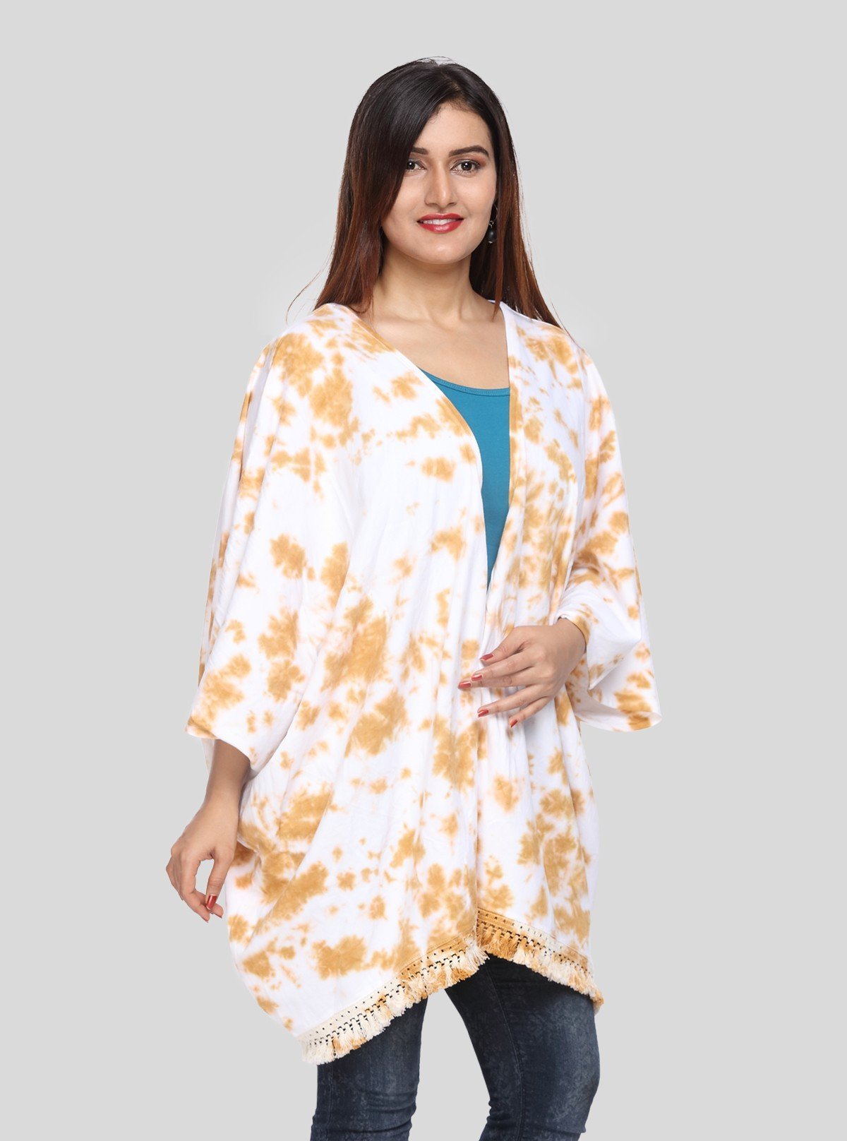Women's White Tie and Dye Shrug in 100% Cotton | Stylish Layer | Boer and Fitch - Boer and Fitch
