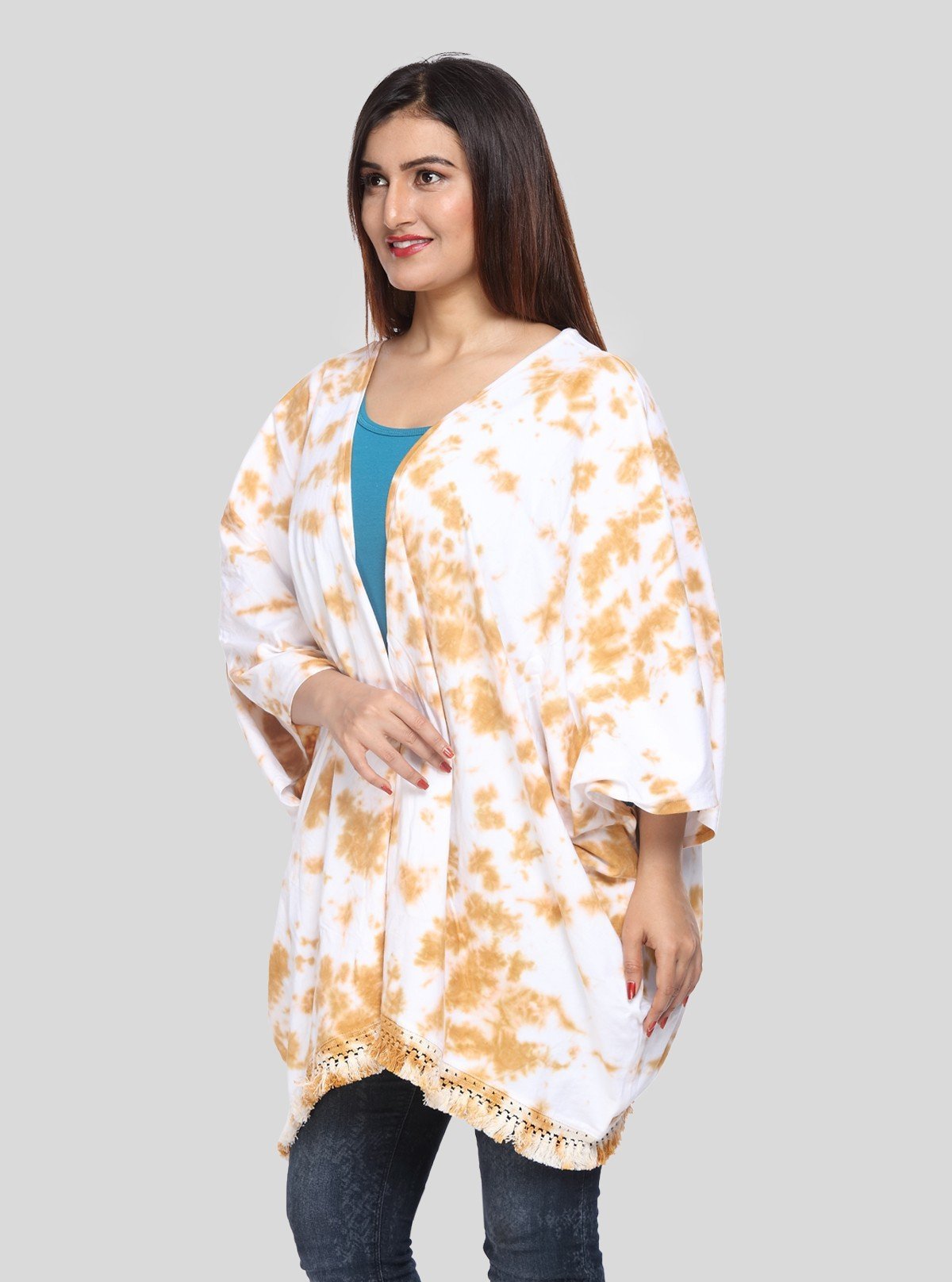 Women's White Tie and Dye Shrug in 100% Cotton | Stylish Layer | Boer and Fitch - Boer and Fitch