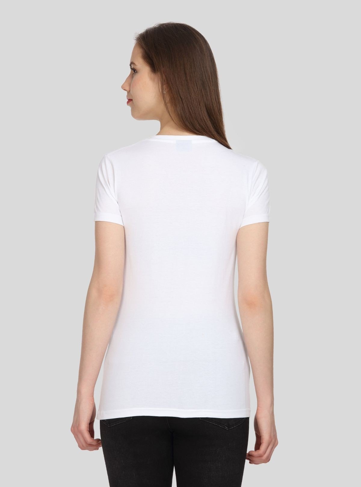 Women’s White V - Neck Heart Club Print Short Sleeve Cotton Jersey T-Shirt by Boer and Fitch - Boer and Fitch