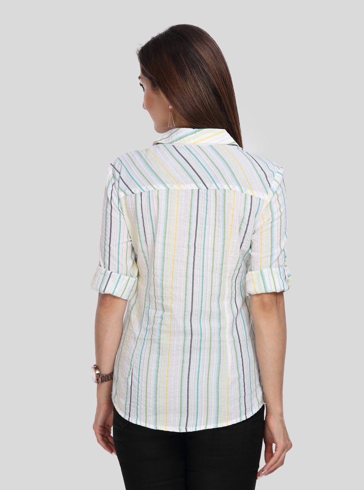 Women’s White Vertical Stripe Long Sleeve Shirt by Boer and Fitch - Boer and Fitch
